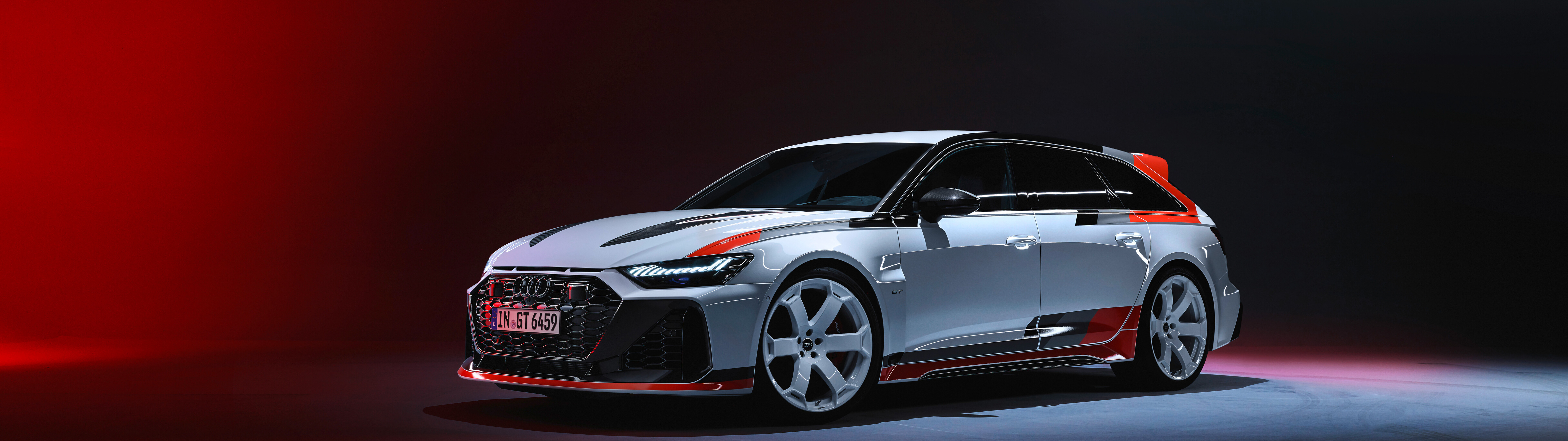 A high-performance Audi RS6 Avant GT luxury car with aggressive body styling and a sleek metallic finish.