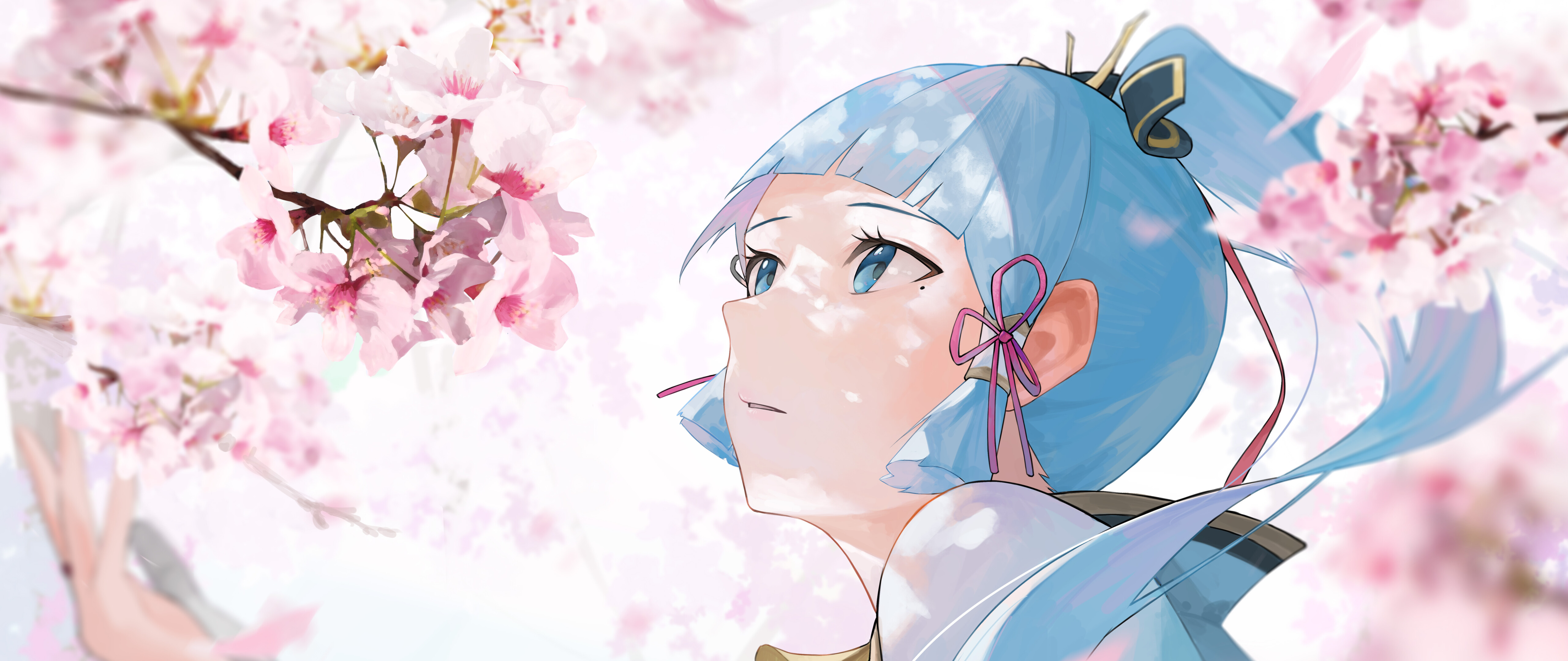 A detailed portrait of the character Kamisato Ayaka from Genshin Impact