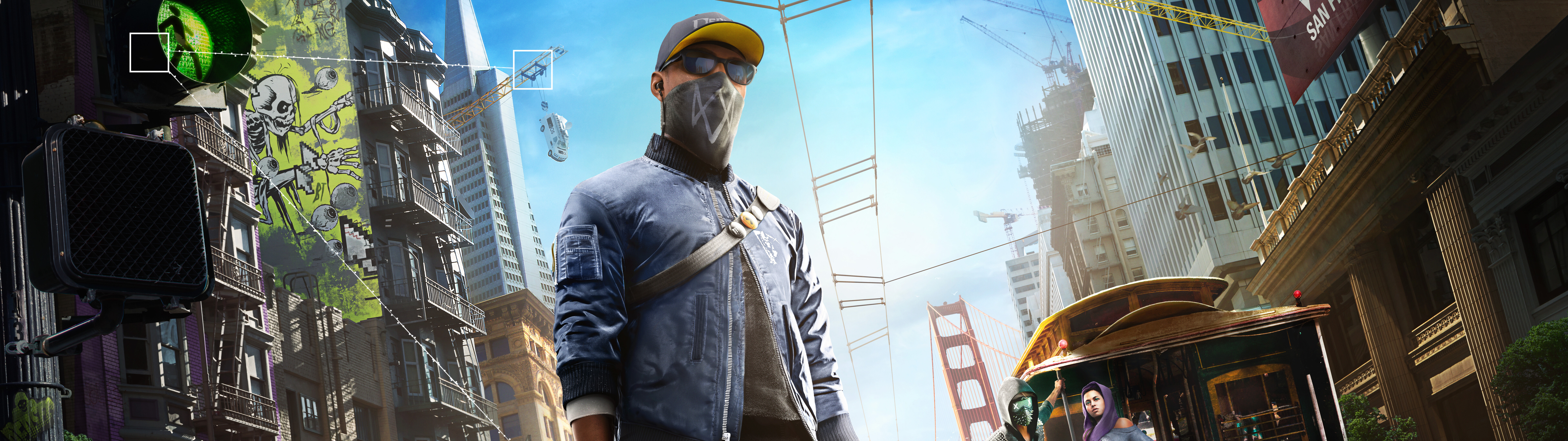 Marcus Holloway, the protagonist of the video game Watch Dogs 2, featured in a San Francisco street setting.
