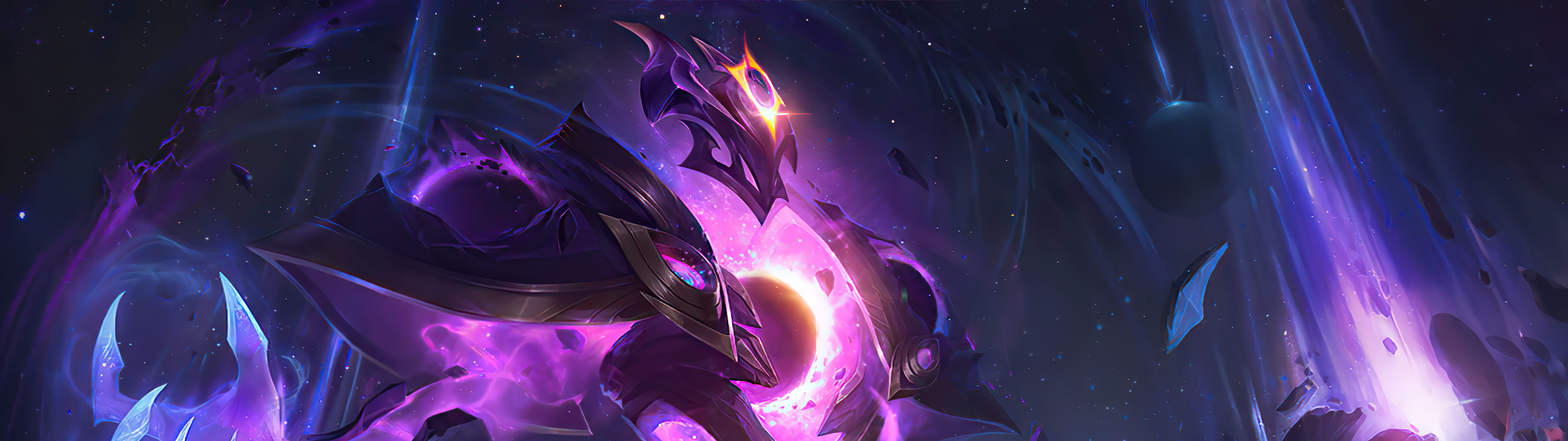 Xerath from League of Legends surrounded by glowing blue magical energy.