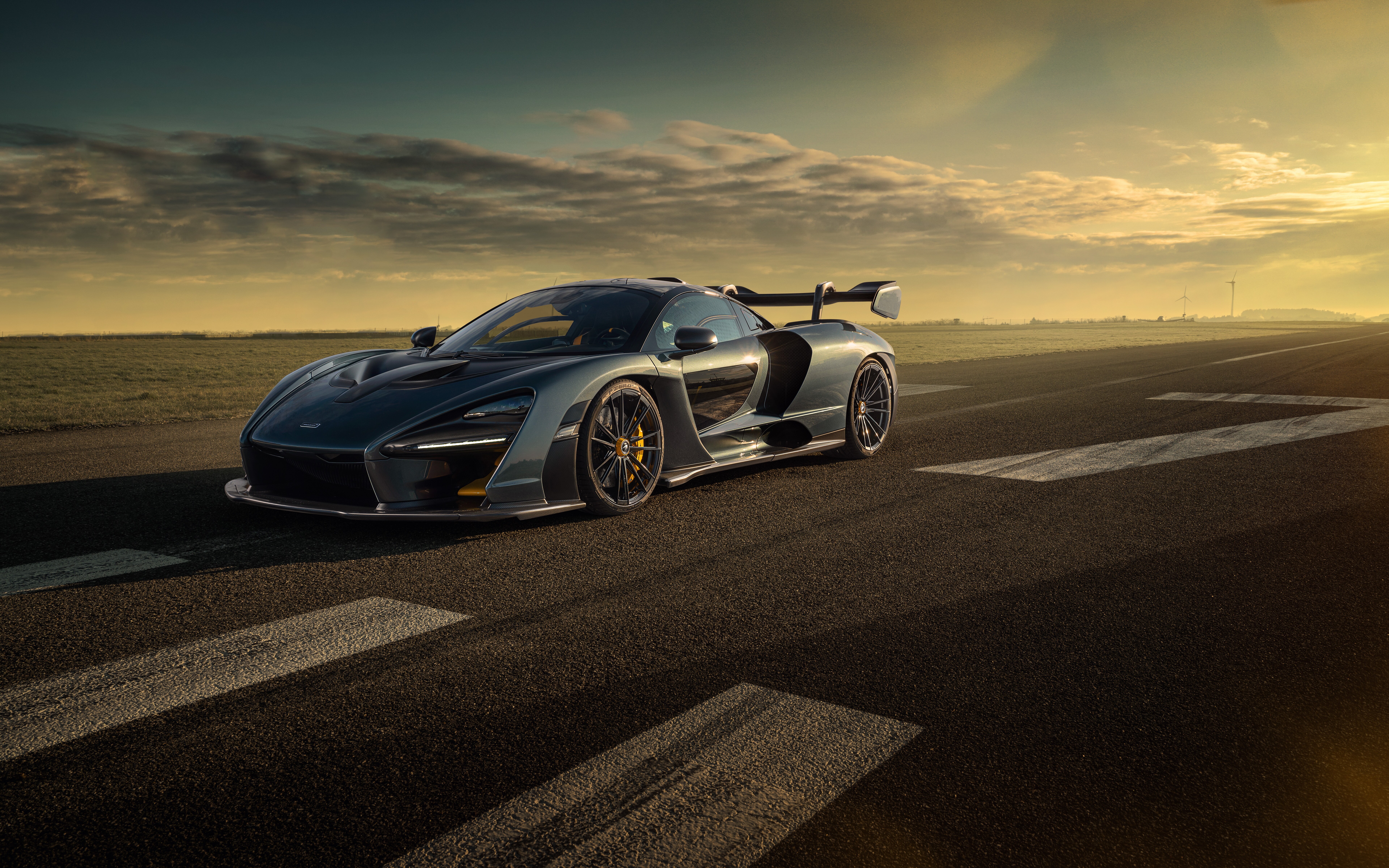A detailed view of the McLaren Senna supercar, highlighting its sleek aerodynamic body and iconic design.