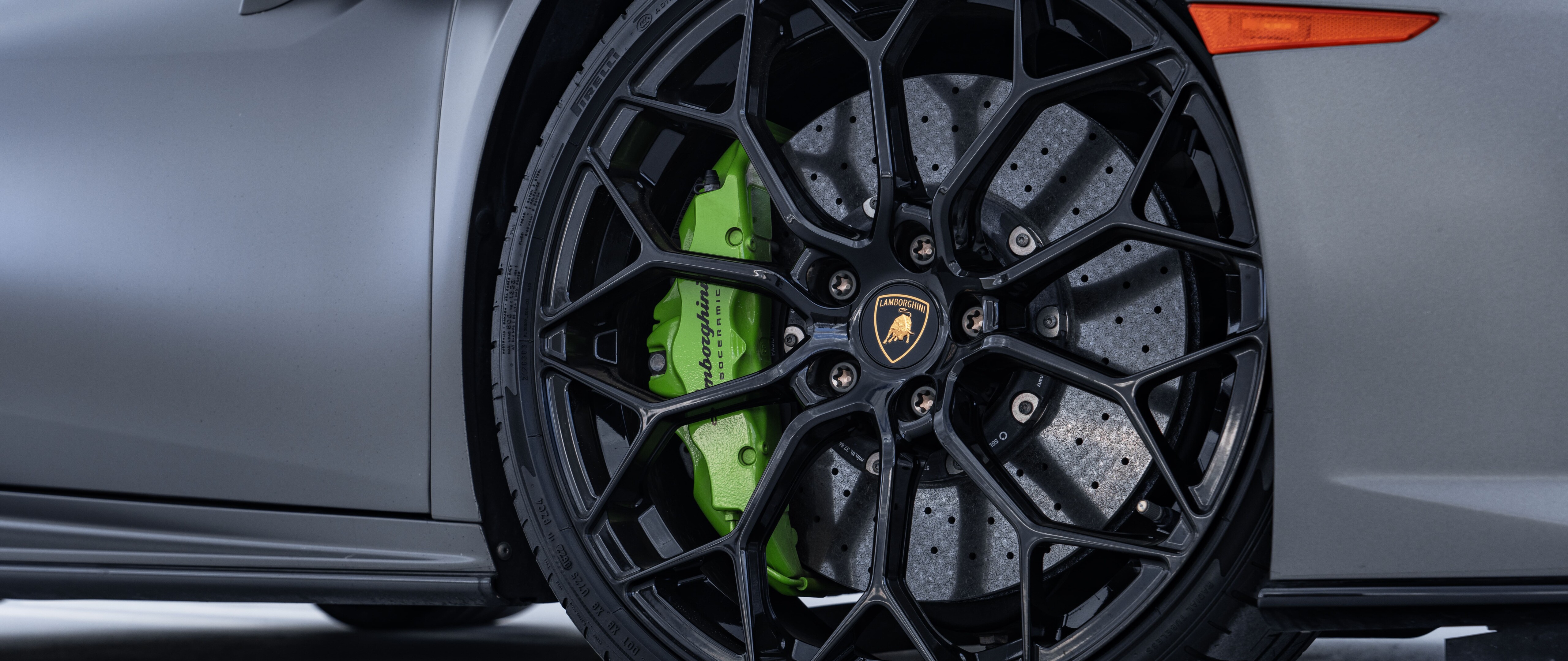 A high-performance Lamborghini Huracan sports car in a sharp, detailed view.