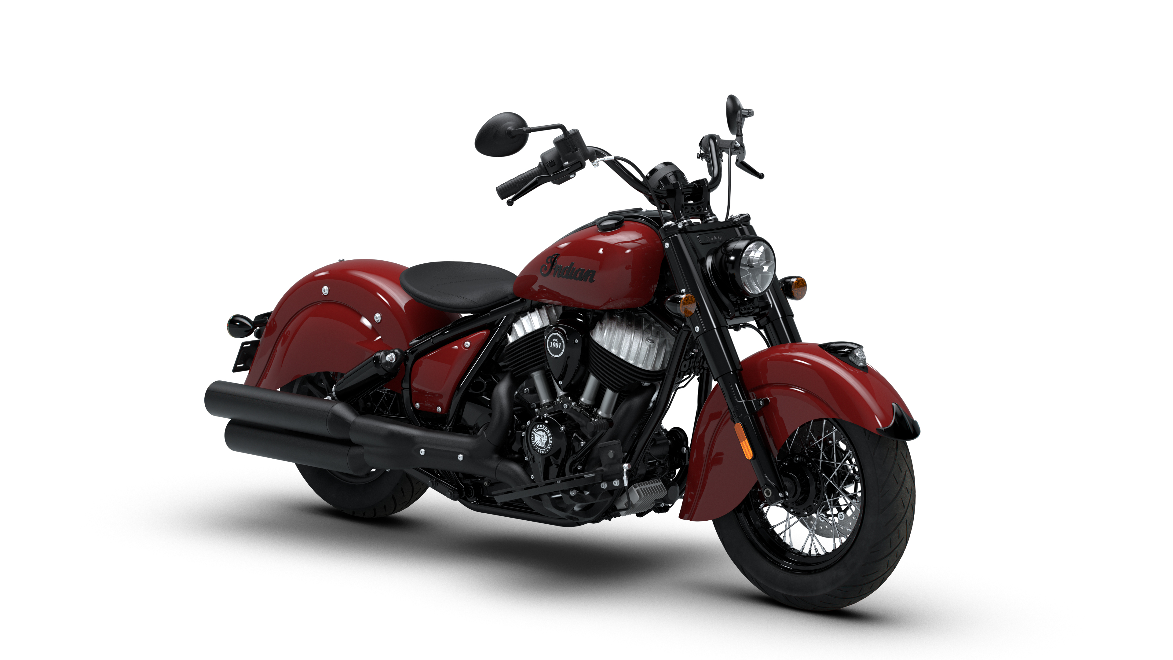 A sleek 2026 cruiser motorcycle isolated on a white background