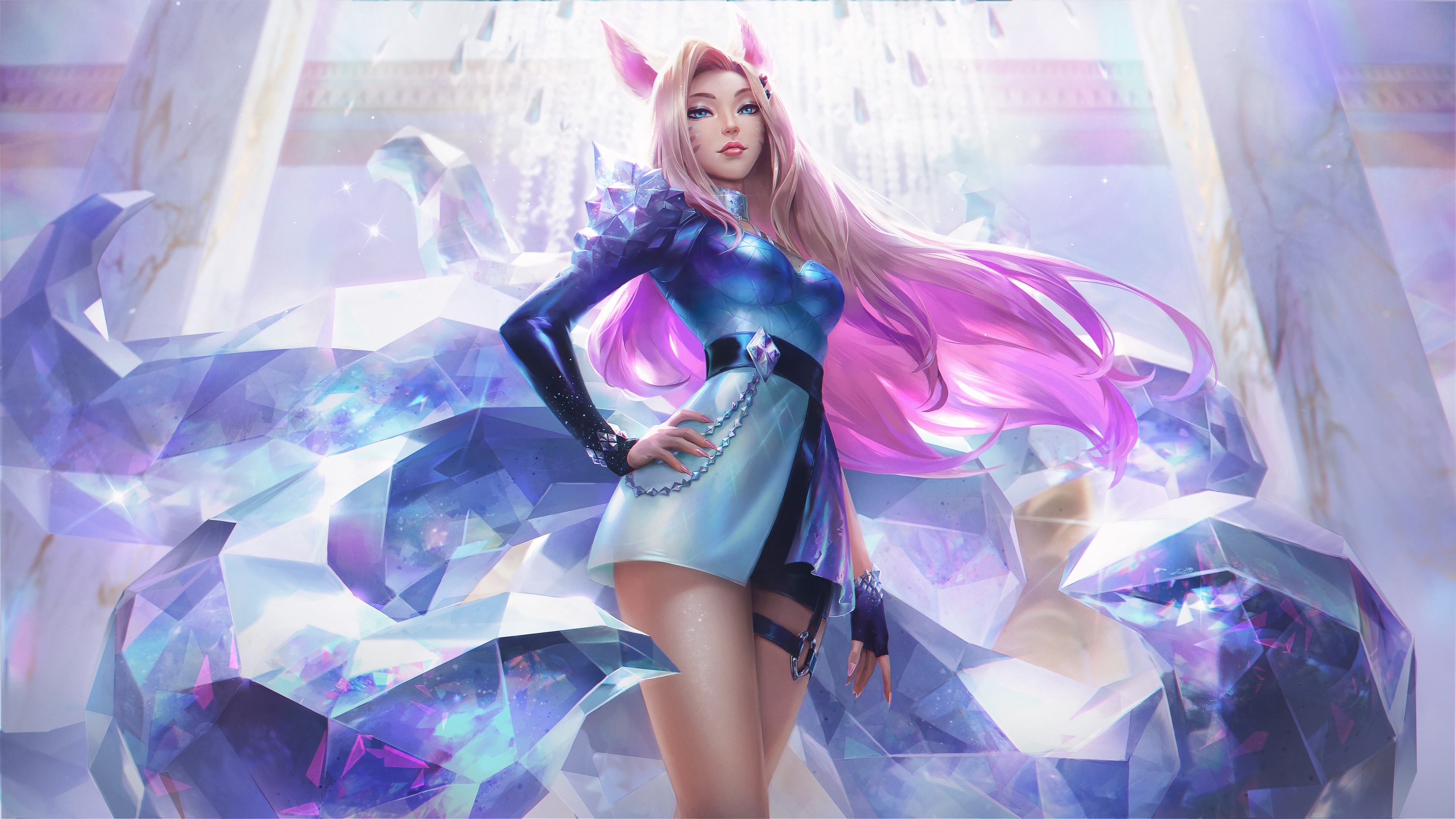 Ahri from the K/DA group in League of Legends featuring her glamorous pop star look.