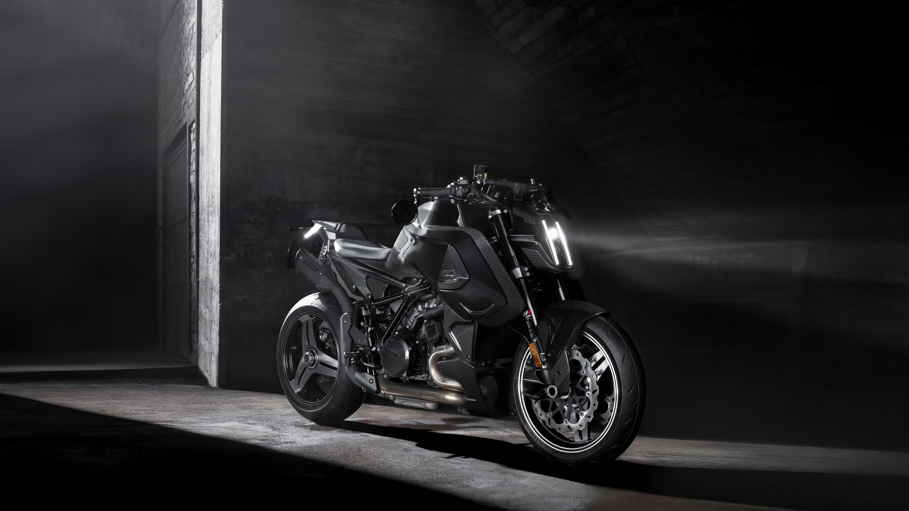 Brabus 1400 R Signature Edition luxury naked motorcycle against a dark, minimalist background.