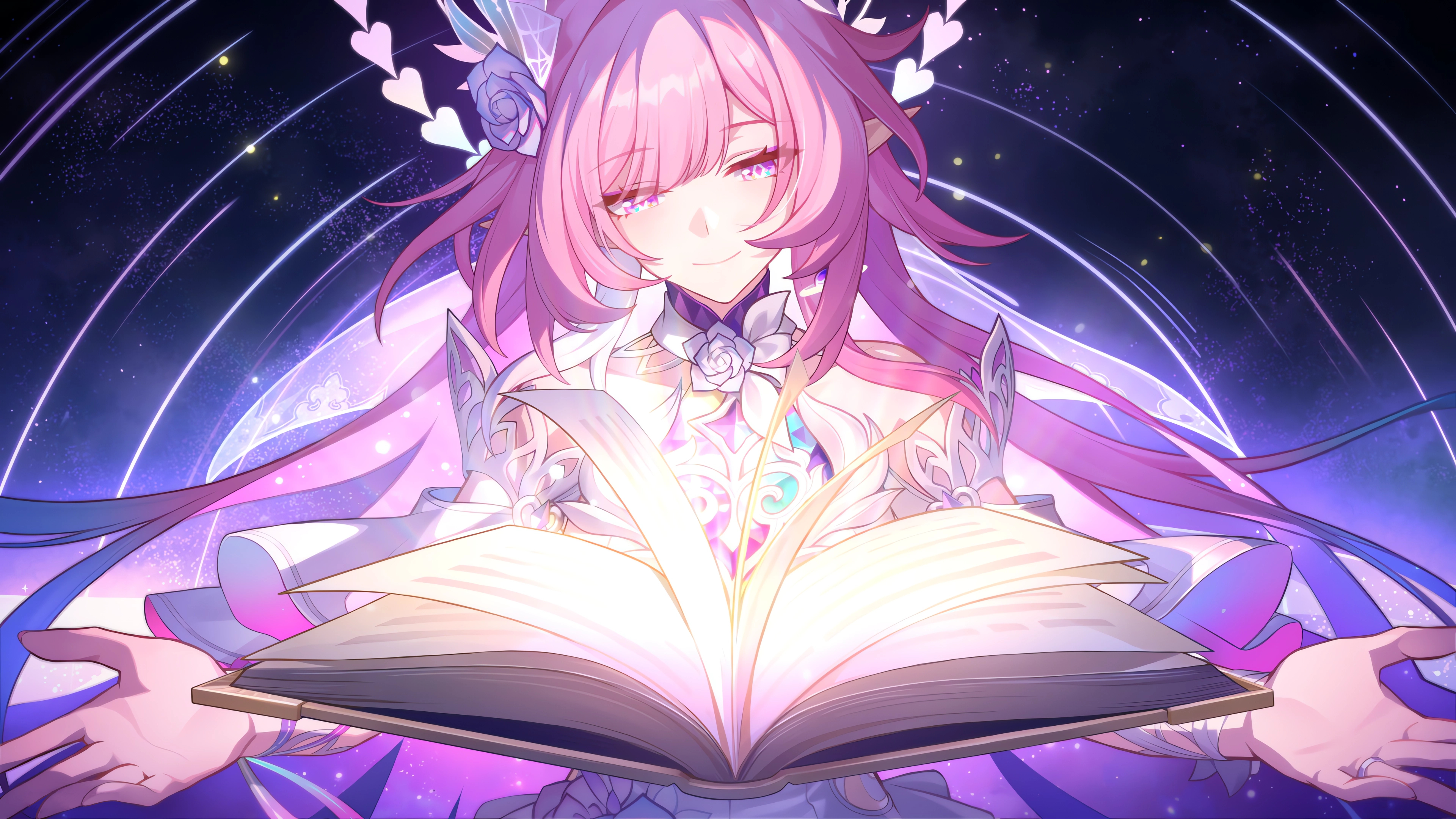 A beautiful anime girl from Honkai: Star Rail with cosmic-themed clothing and detailed sci-fi aesthetics.