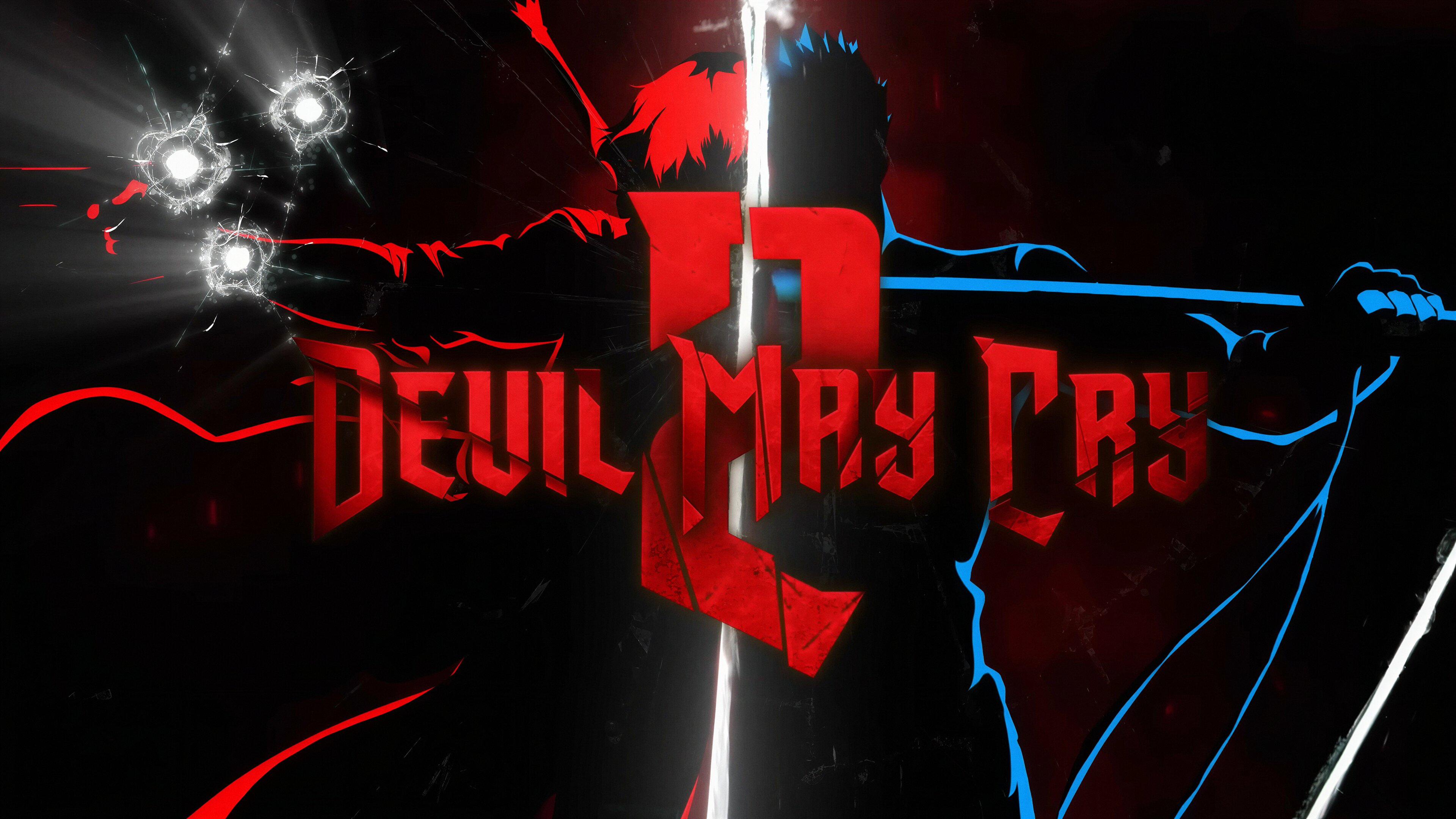 Dante from the Devil May Cry Netflix animated series in a dramatic action pose
