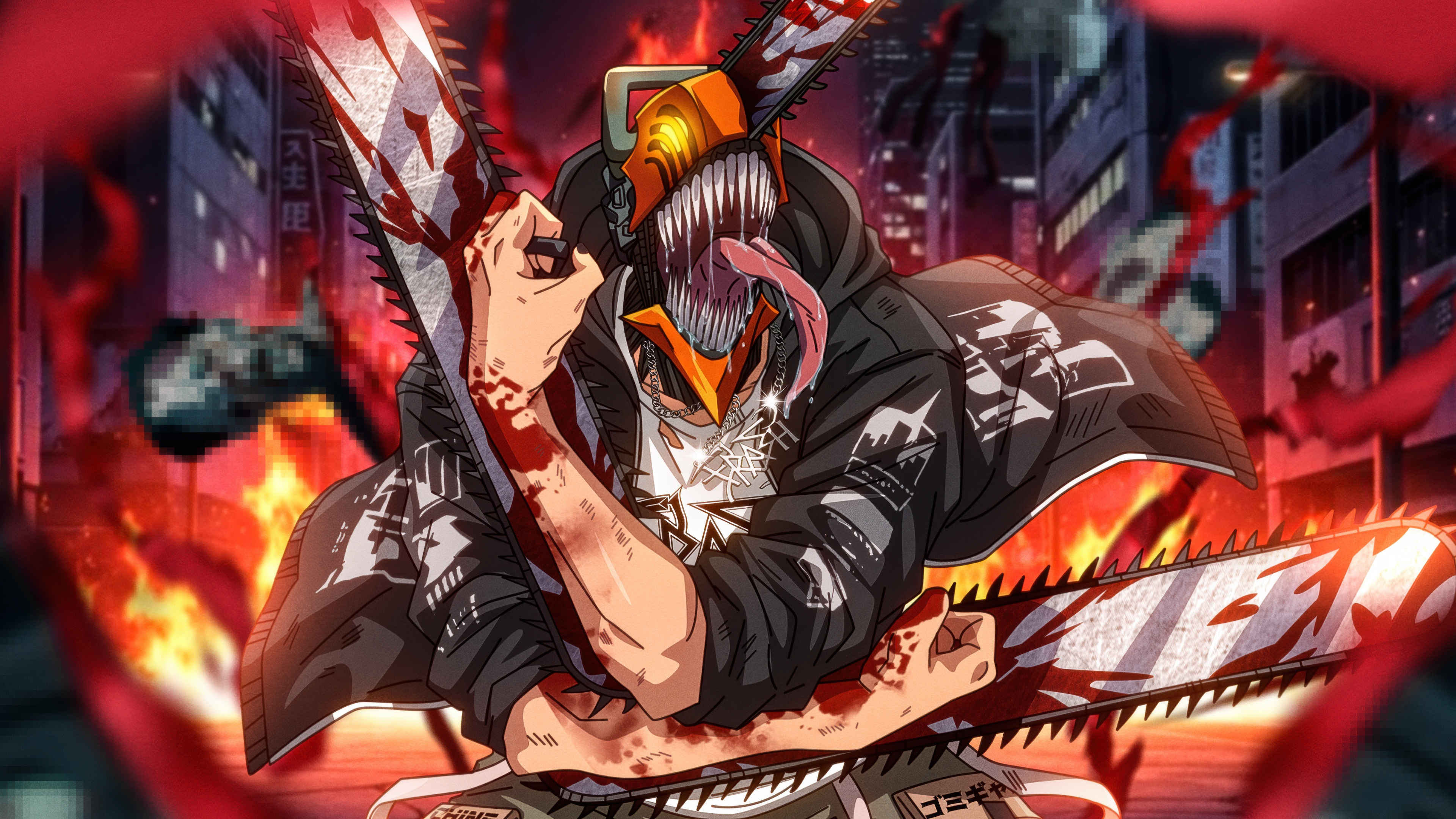 Un ritratto cruento e spietato di Denji, protagonista dell’anime Chainsaw Man.