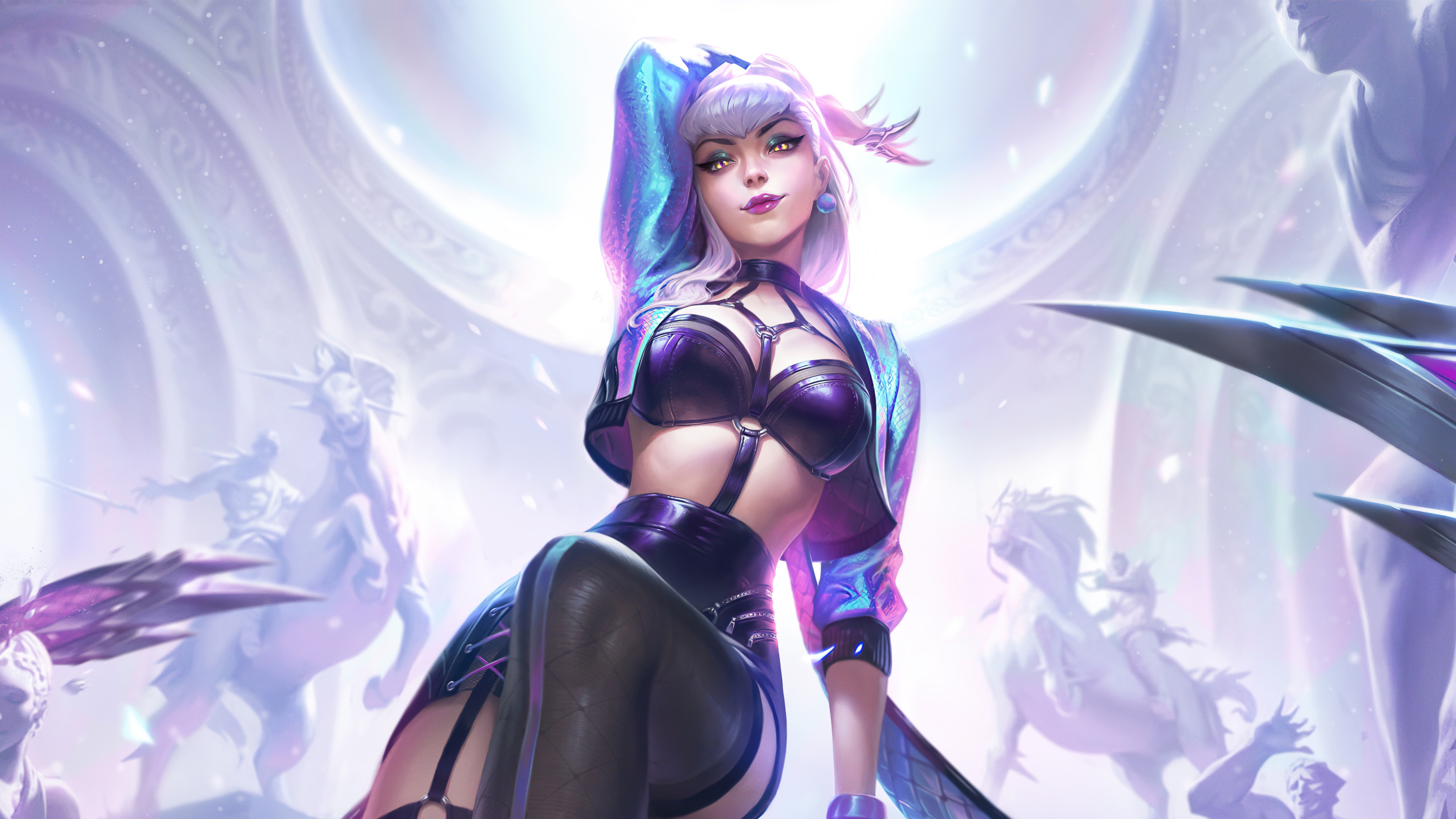 Evelynn from K/DA League of Legends featuring her iconic pop star attire and dark aesthetic.
