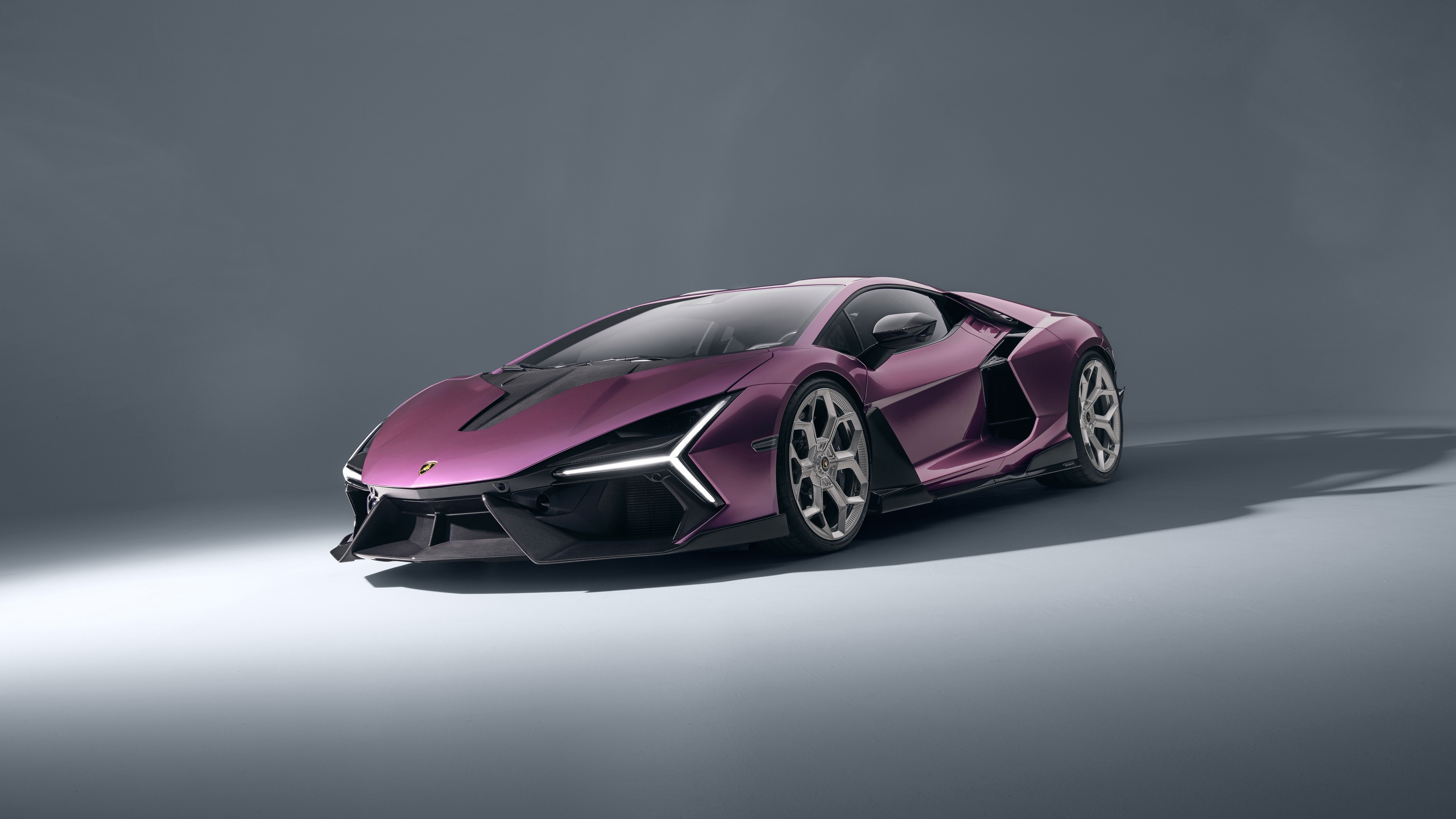 A high-resolution, detailed shot of the Lamborghini Revuelto supercar.