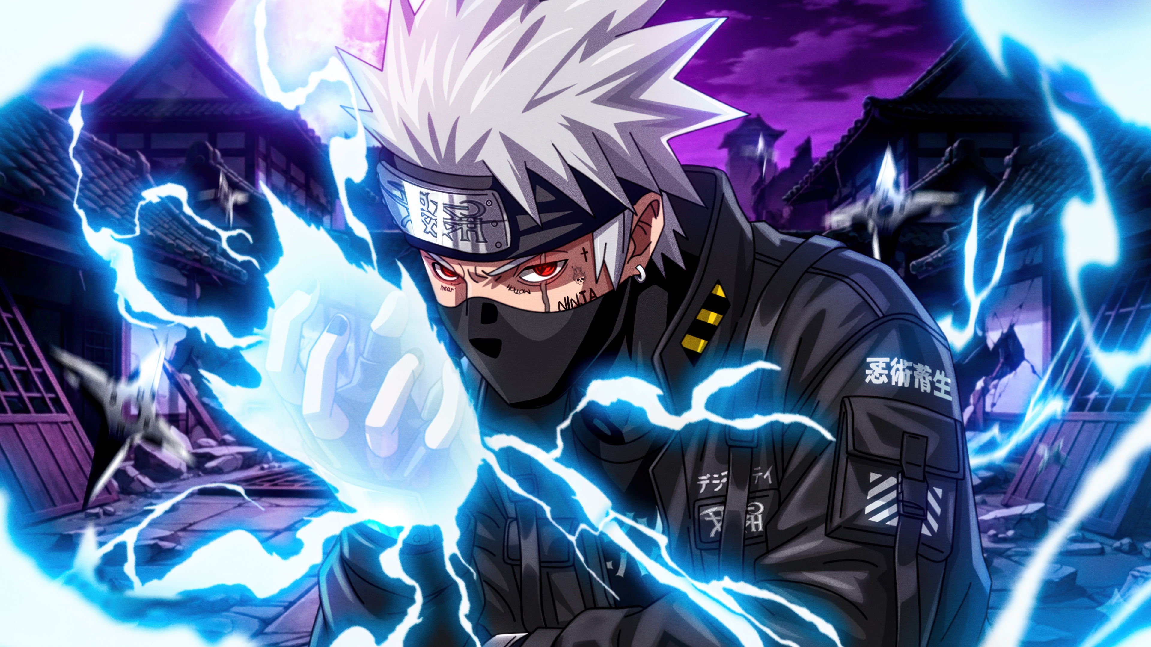 A detailed close-up portrait of Kakashi Hatake from the Naruto series.