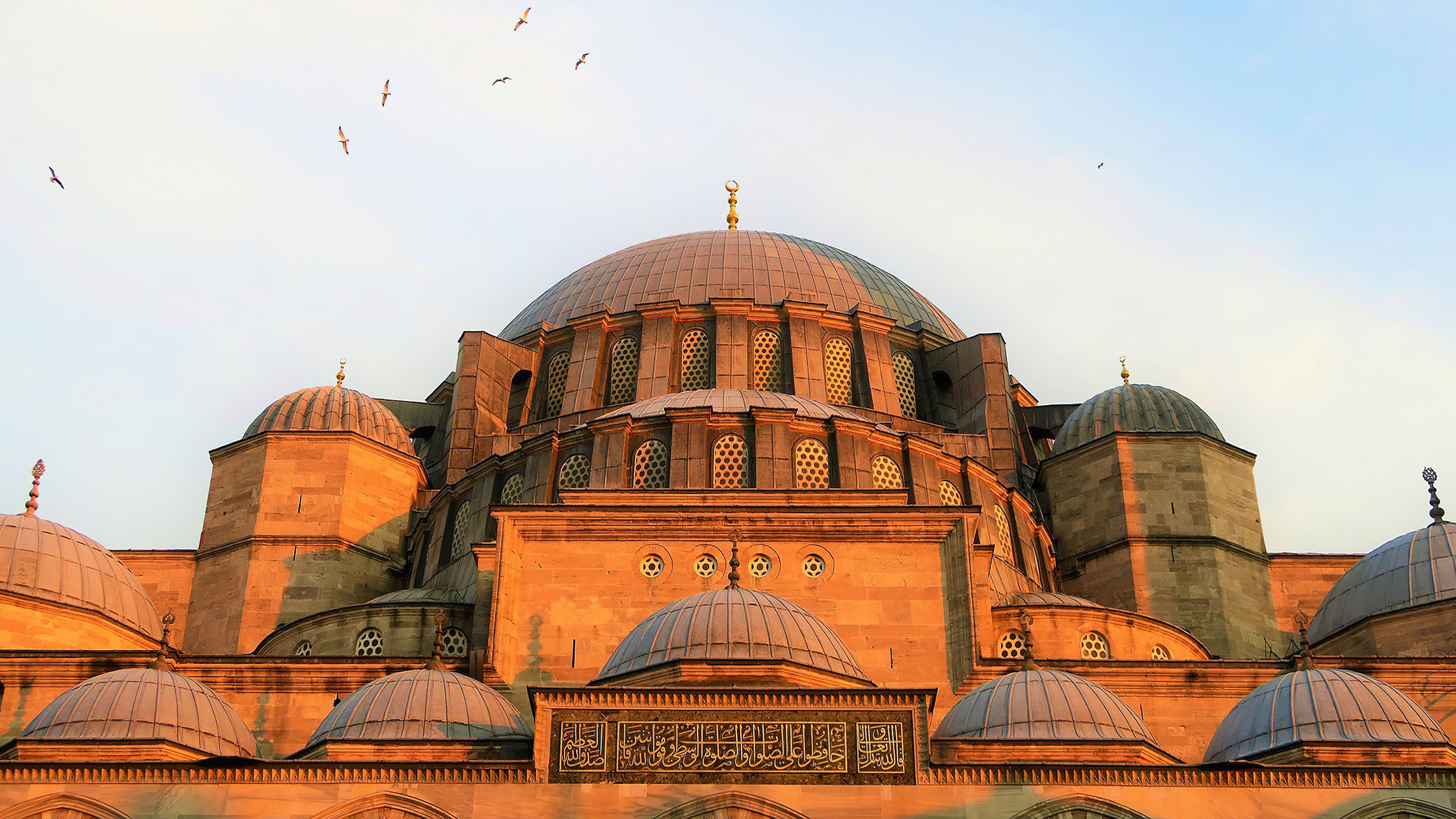 Ancient architecture with massive domes in Istanbul, Turkey