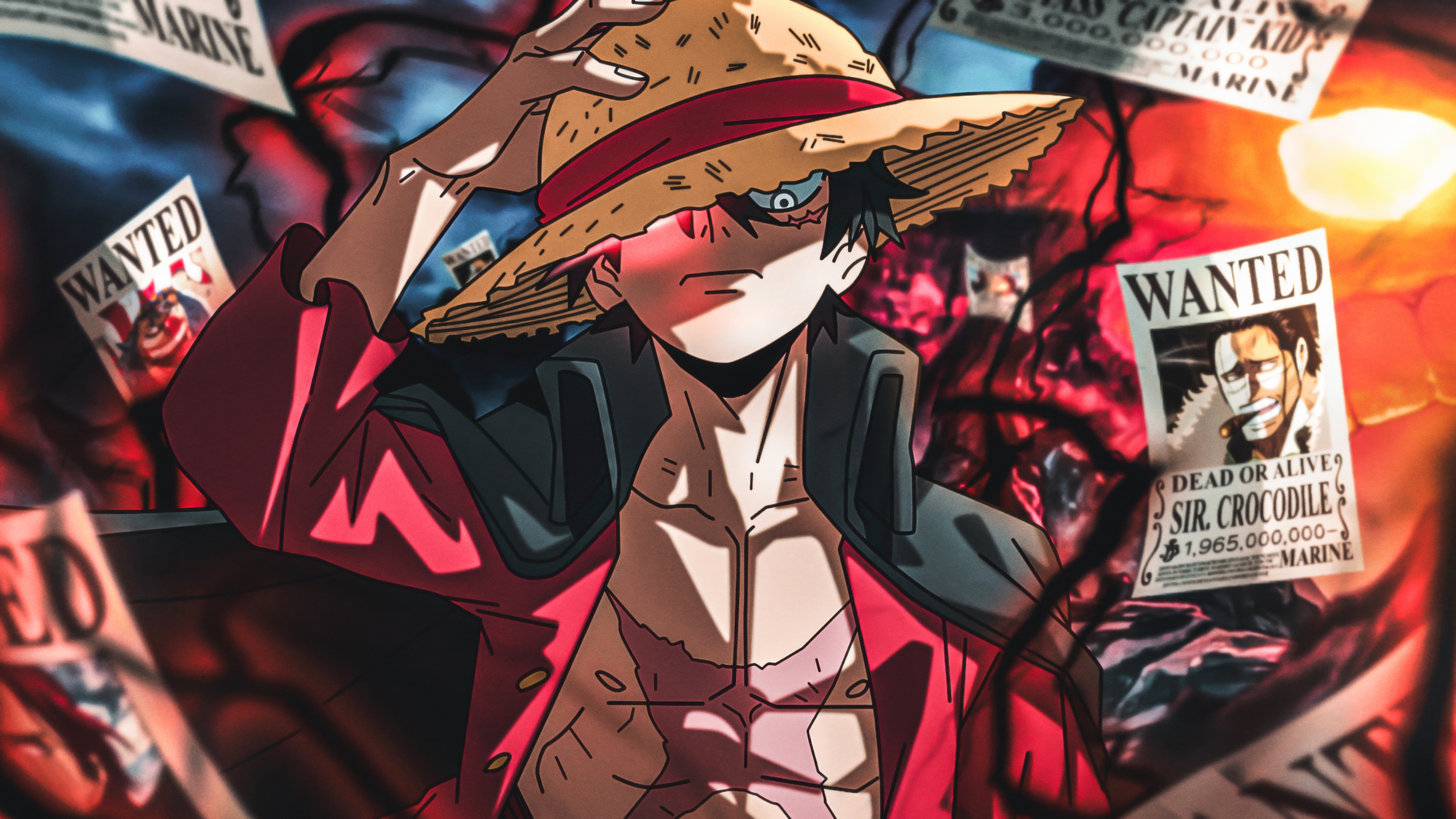 Un’illustrazione di alta qualità di Monkey D. Luffy, tratta dall’anime One Piece.