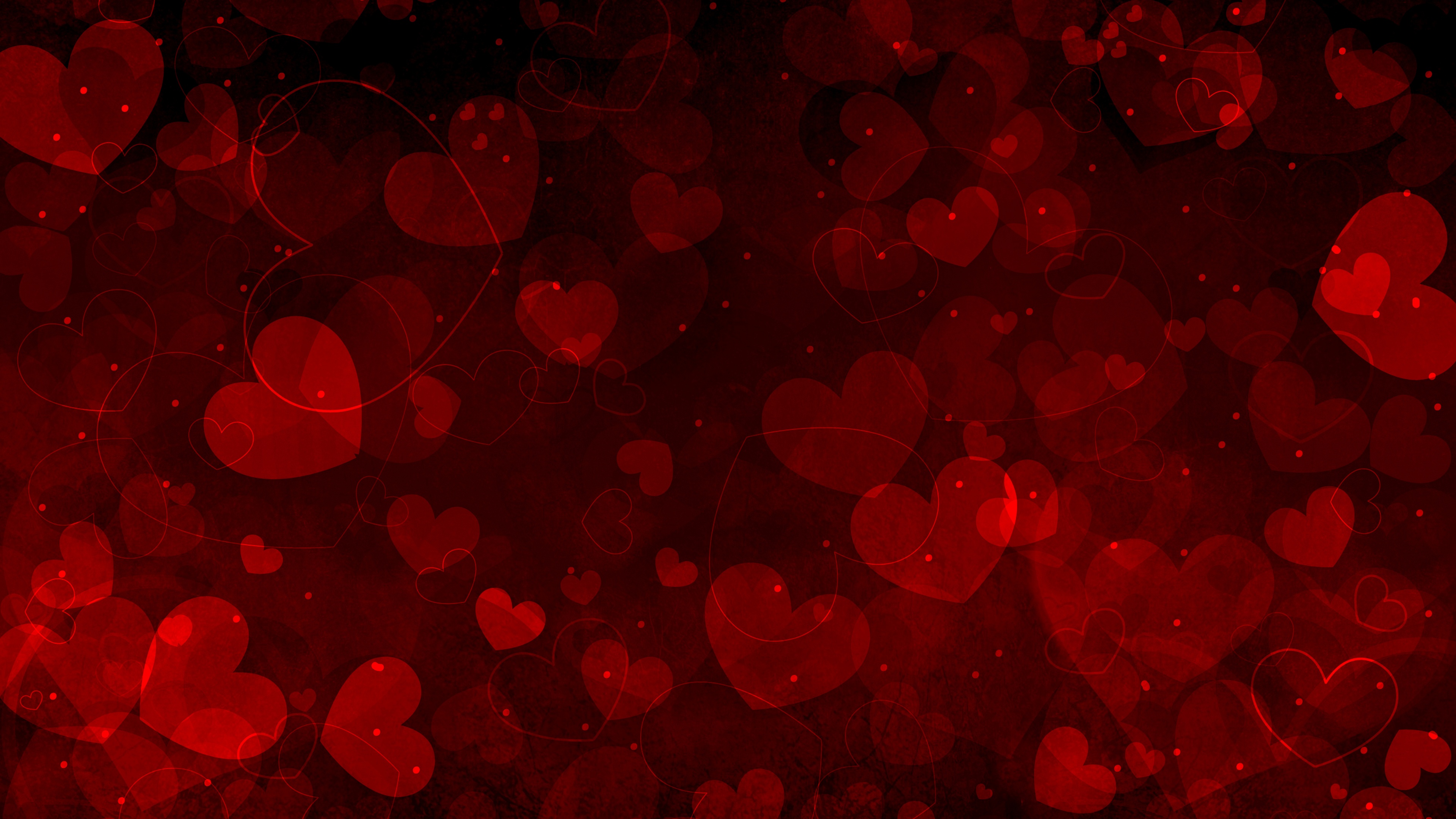 A cluster of vibrant red hearts on a romantic background for Valentine's Day.