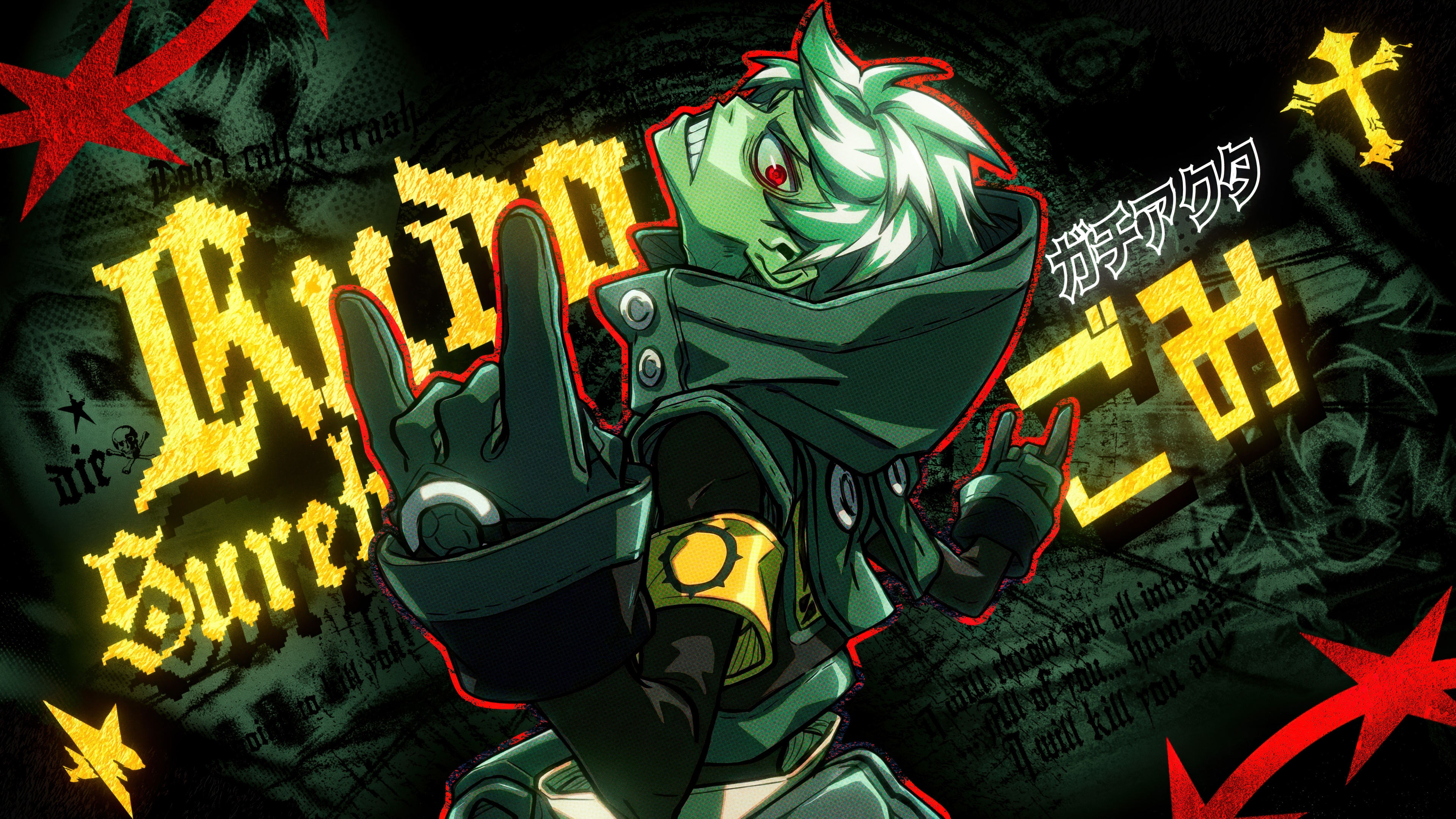 A detailed character illustration of Rudo Surebrec from the manga Gachiakuta.