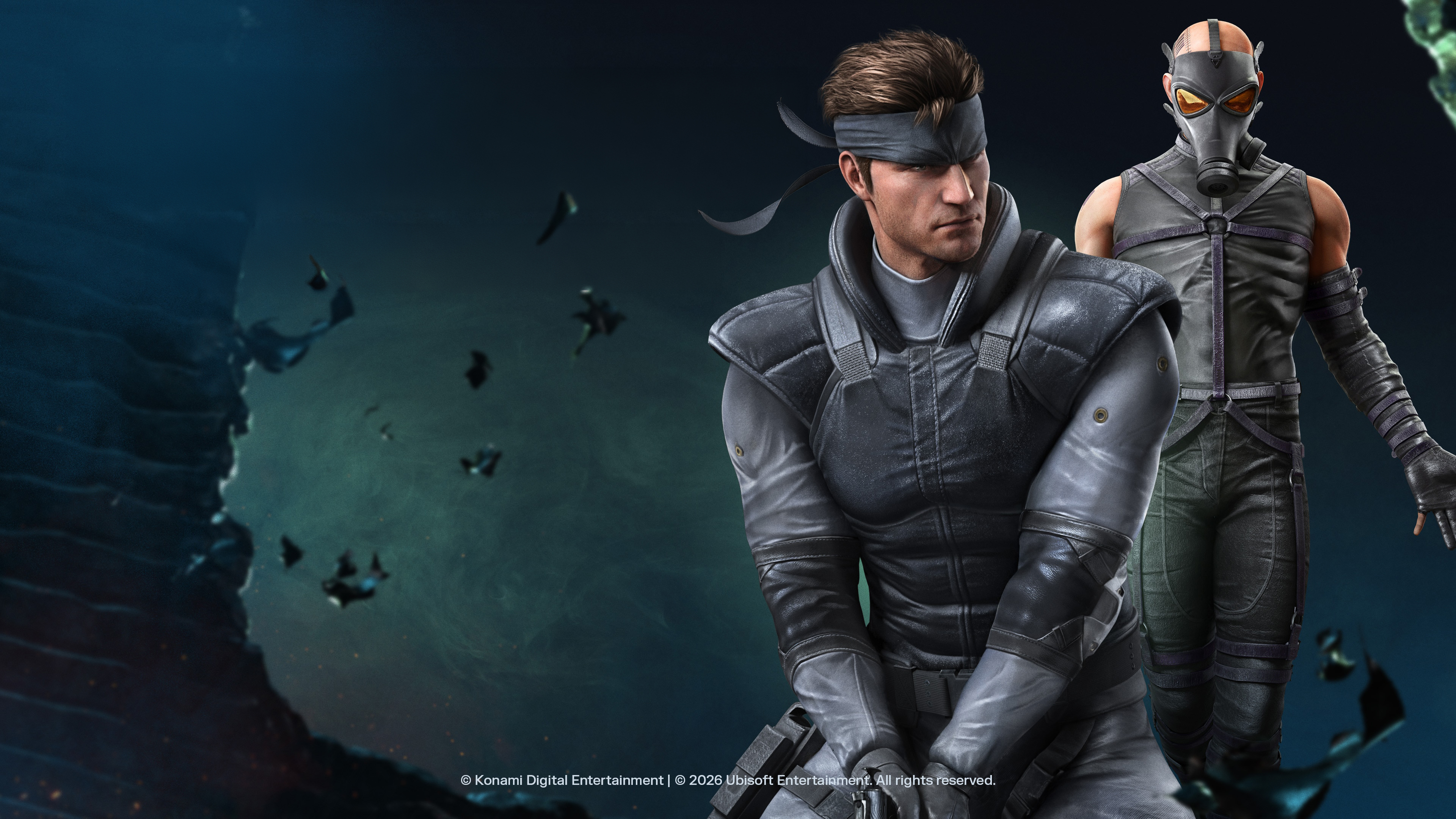 Solid Snake from Metal Gear Solid wearing advanced tactical combat gear and stealth equipment.