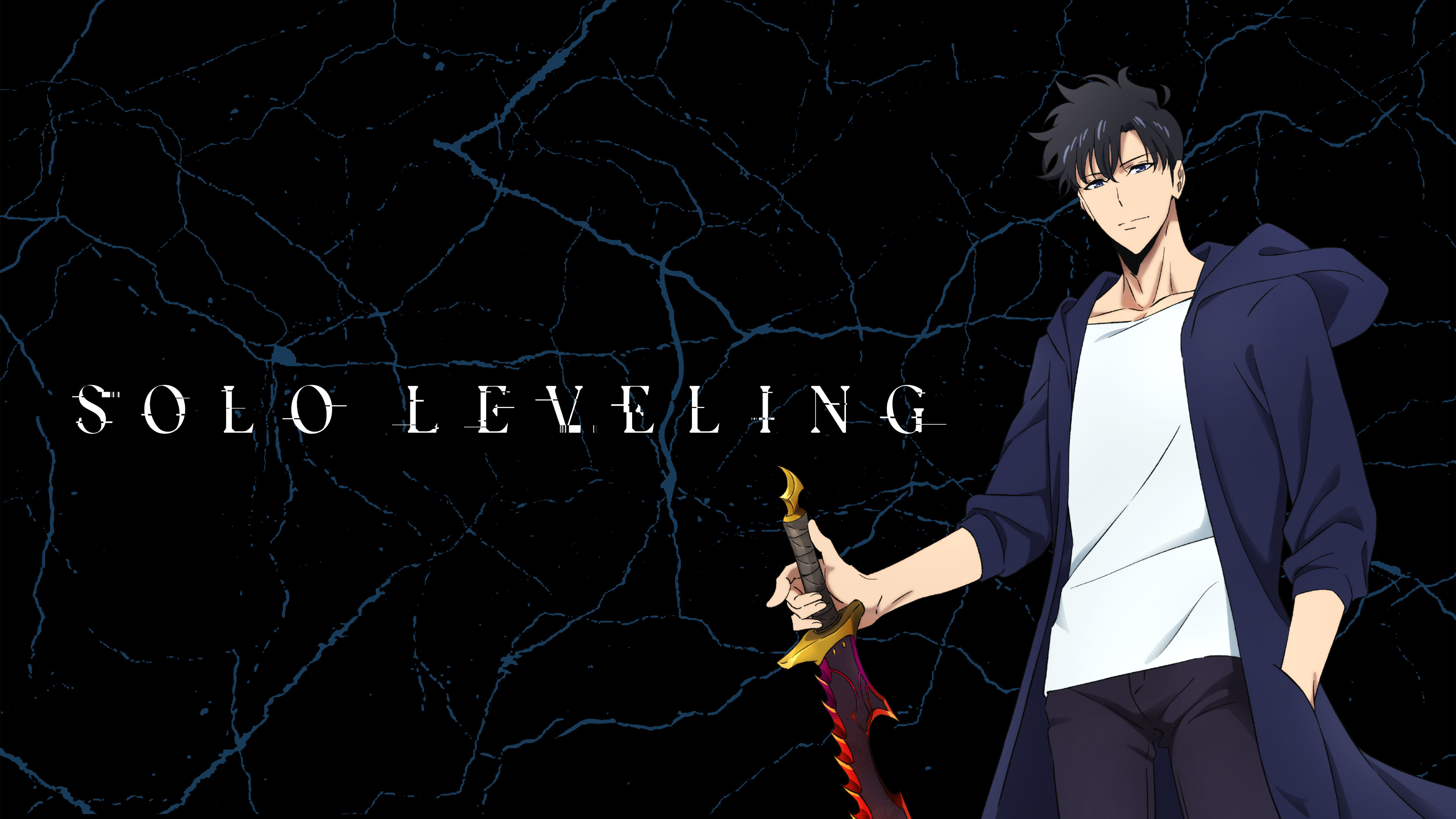 Sung Jin-Woo from Solo Leveling holding a dagger in a dark setting