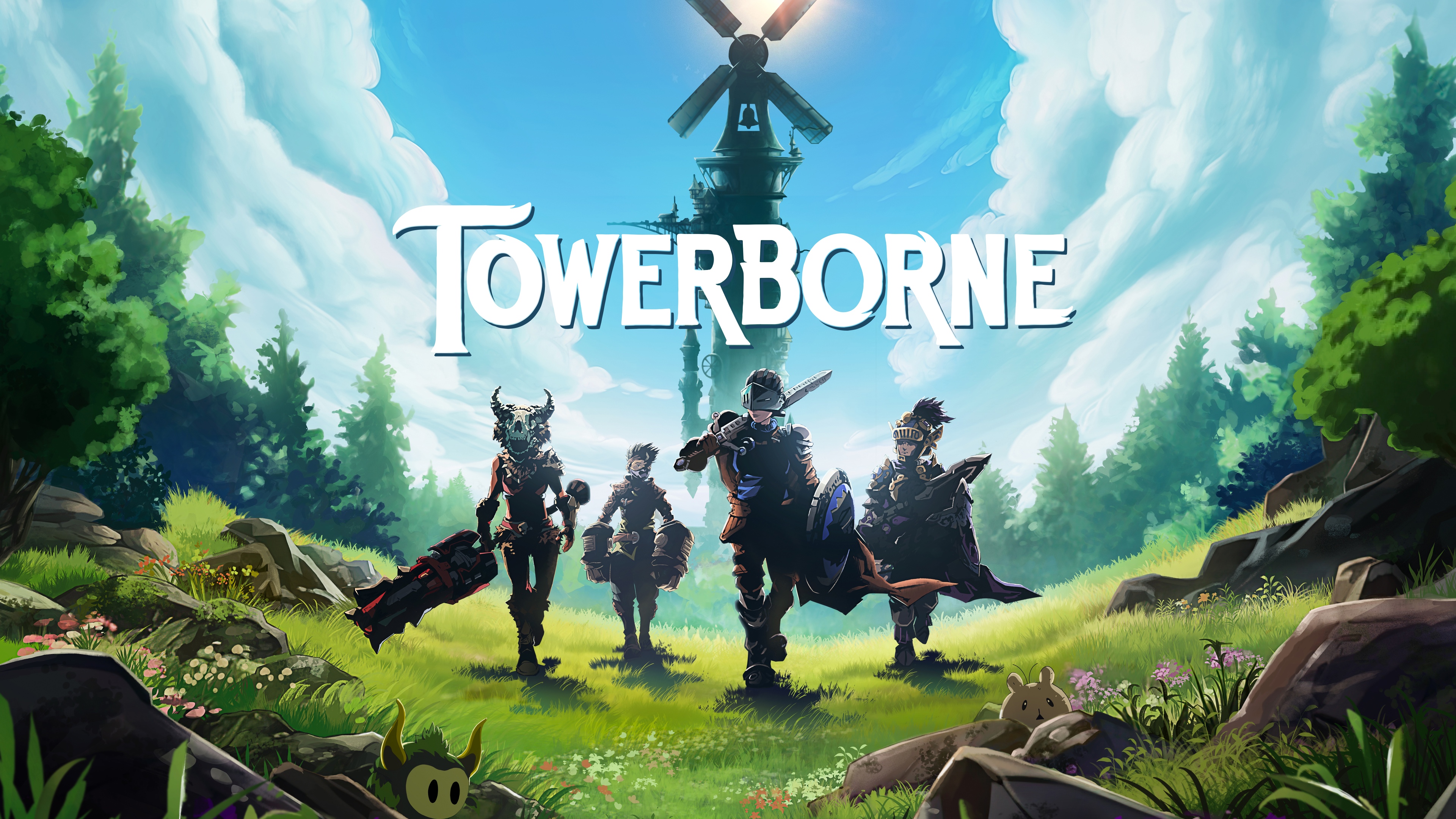 High-resolution 8K key art for the video game Towerborne, featuring cinematic fantasy visuals and epic landscapes.