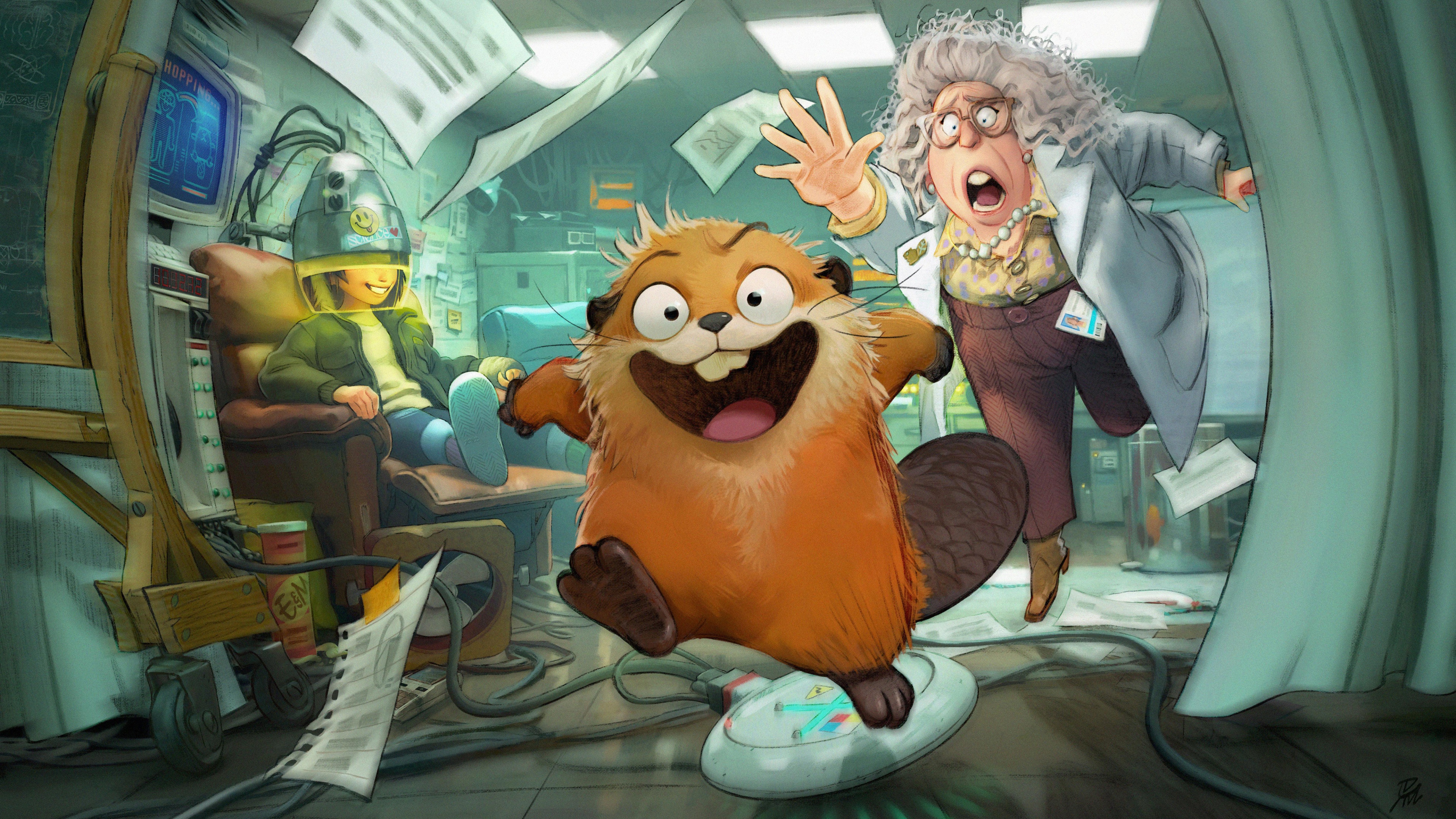 Character artwork from the Pixar animated movie Hoppers (2026) featuring detailed 3D animation style.