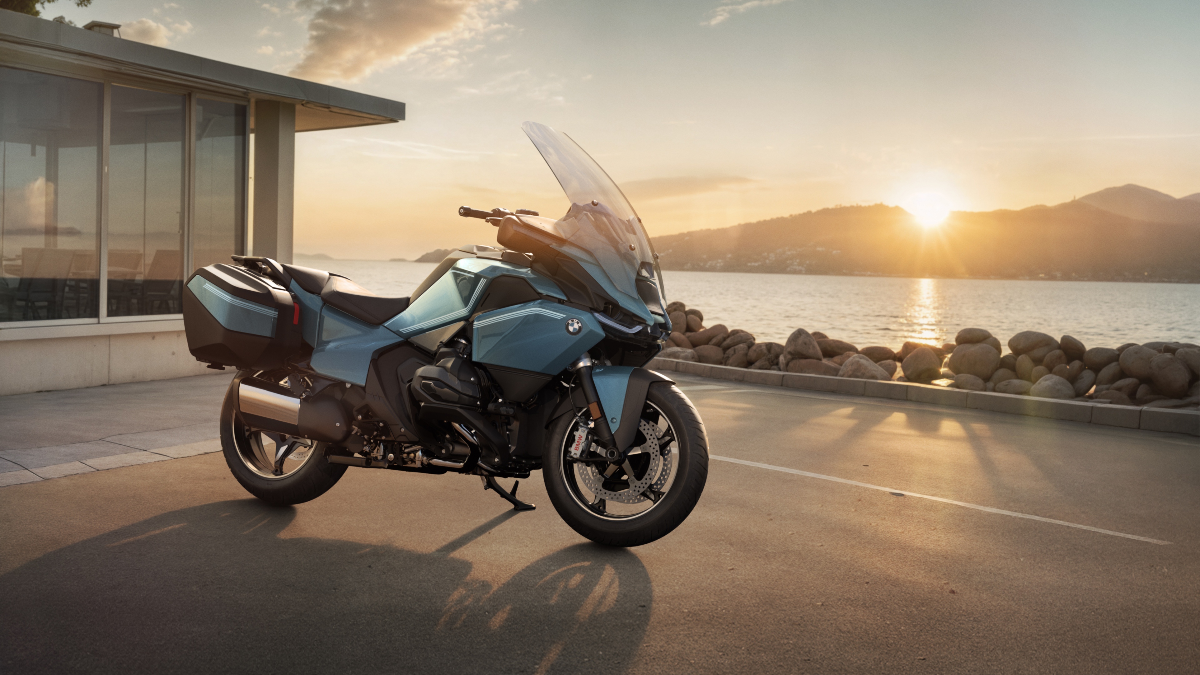A detailed view of the 2025 BMW R 1300 RT touring motorcycle, featuring a modern and aerodynamic design.