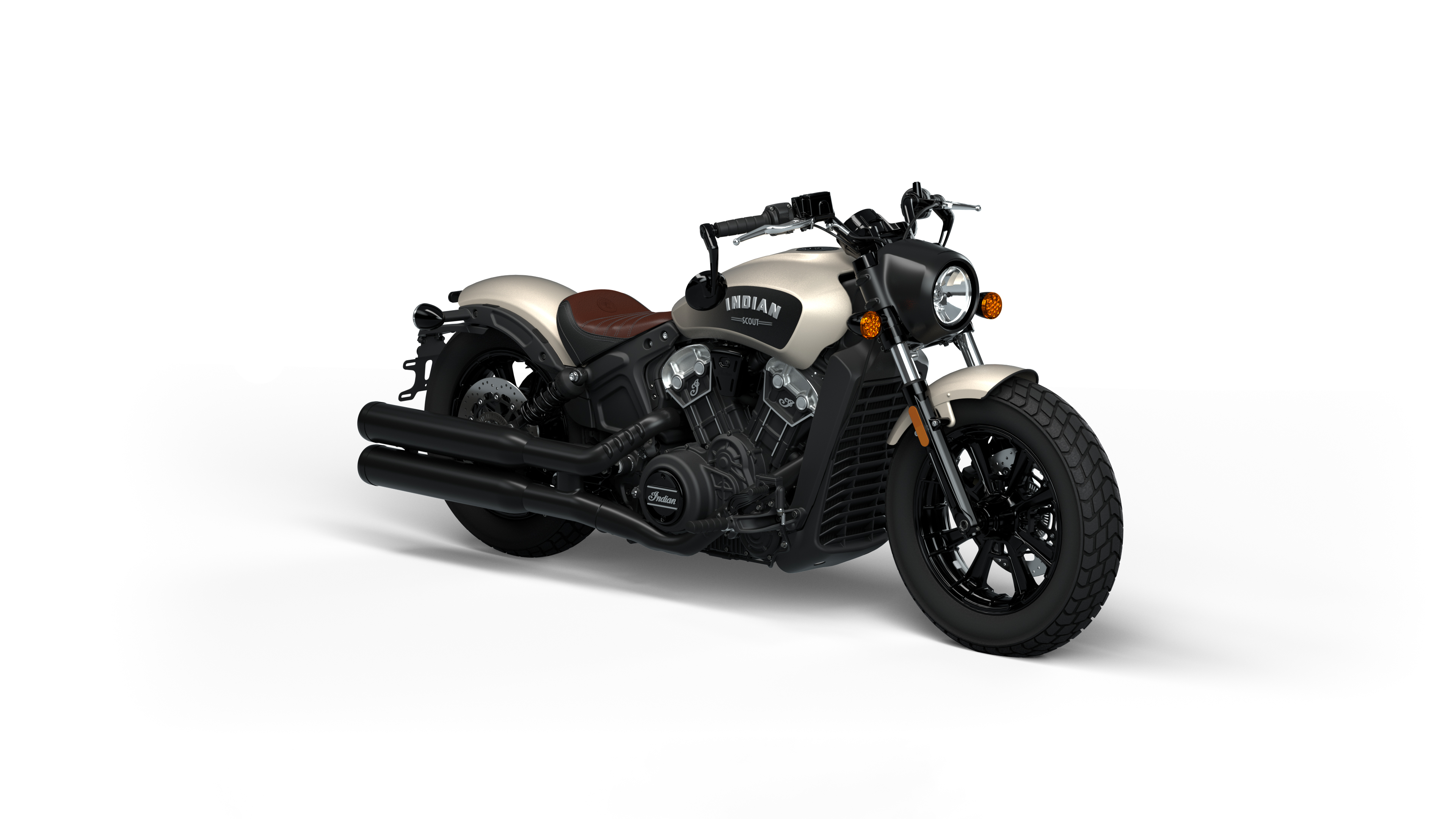 A 2025 Indian Scout Bobber cruiser motorcycle presented on a solid white background
