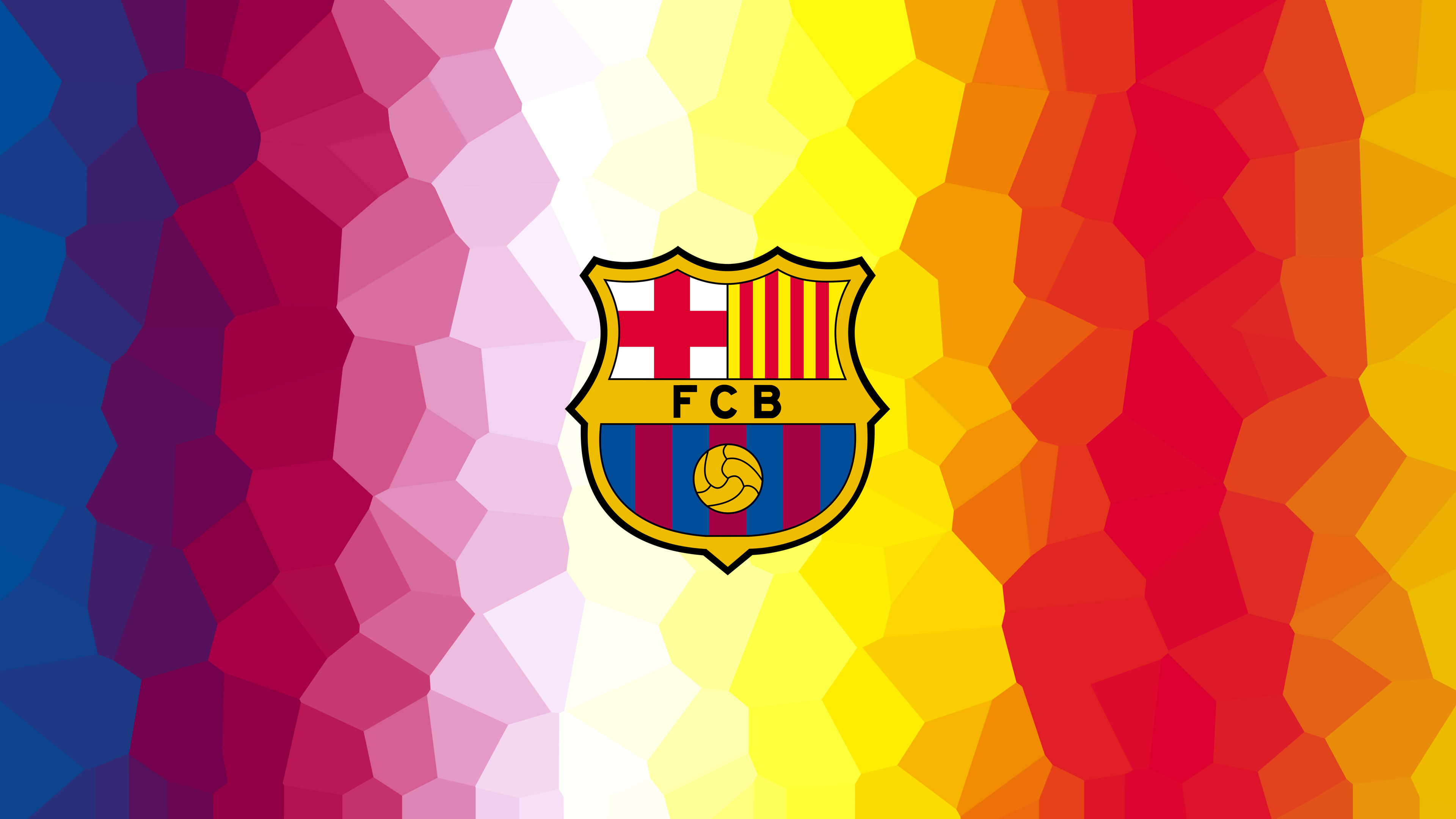 Abstract mosaic art featuring blue and garnet gradient patterns inspired by FC Barcelona.