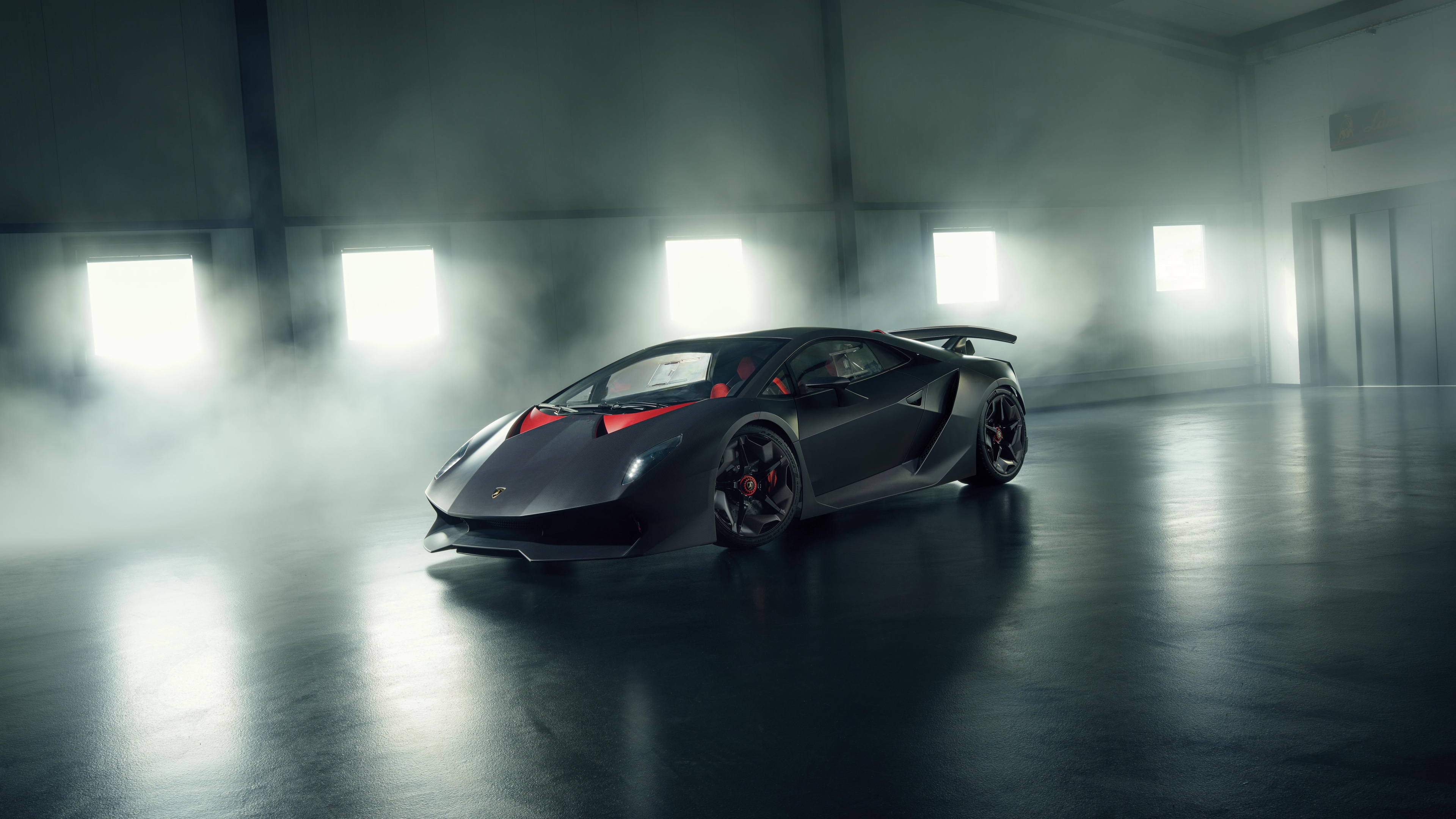 A high-resolution, detailed view of an industrial garage workshop with cinematic lighting and realistic textures.
