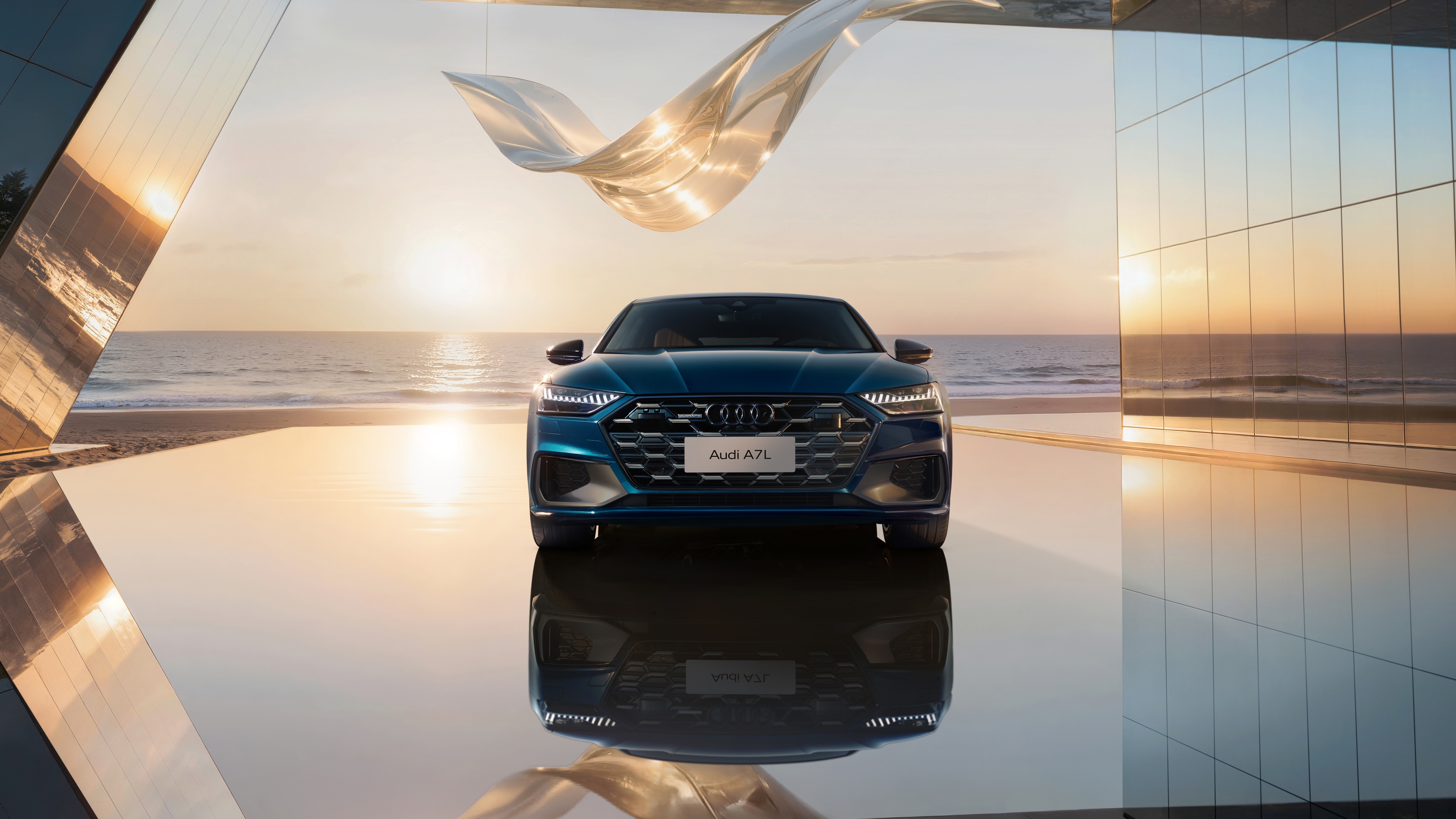 A detailed, high-resolution view of an Audi A7L 55 TFSI quattro S line luxury sedan.
