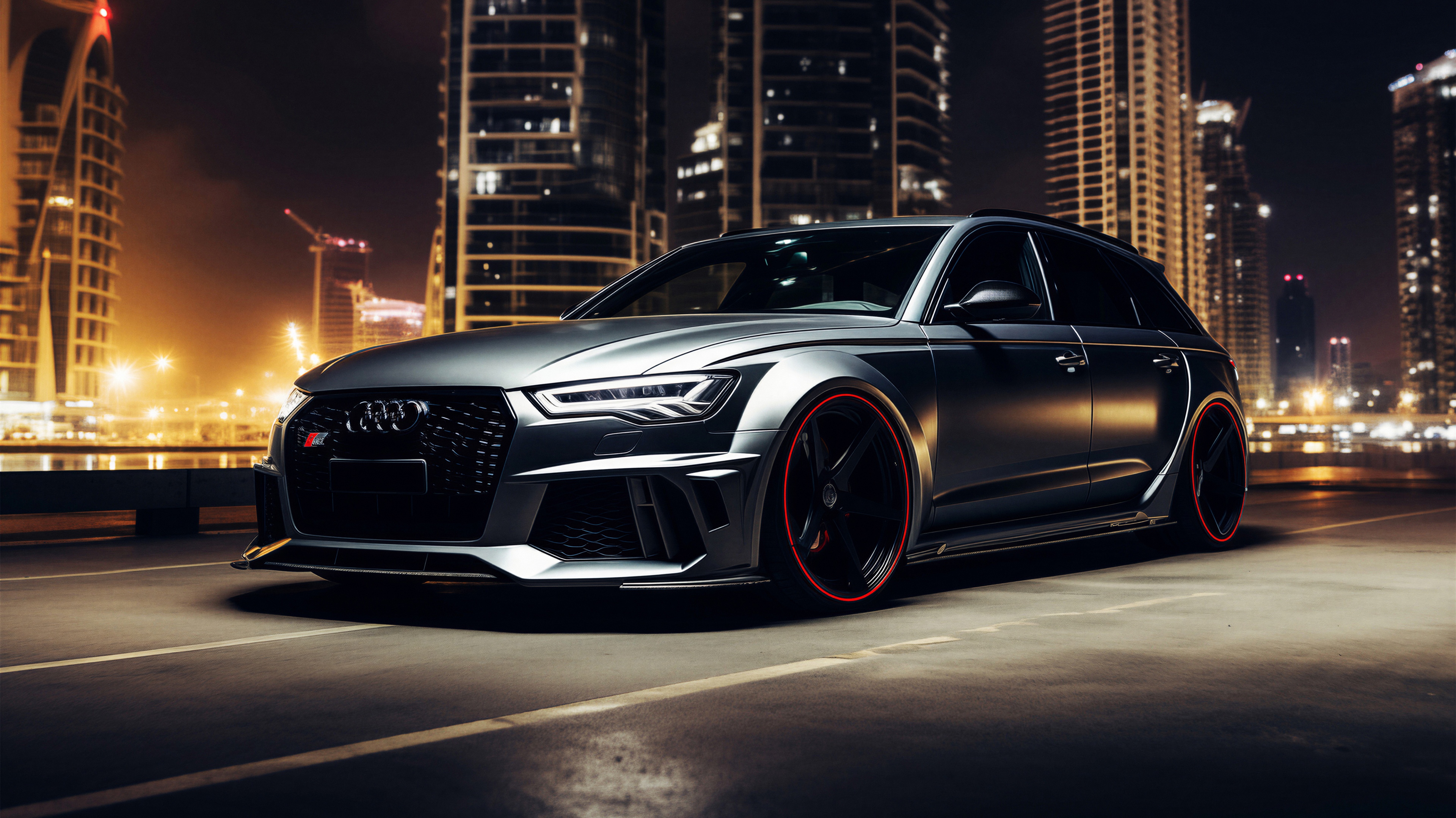 A high-resolution, cinematic view of an Audi RS 6 Avant Performance featuring its signature aggressive design and powerful stance.