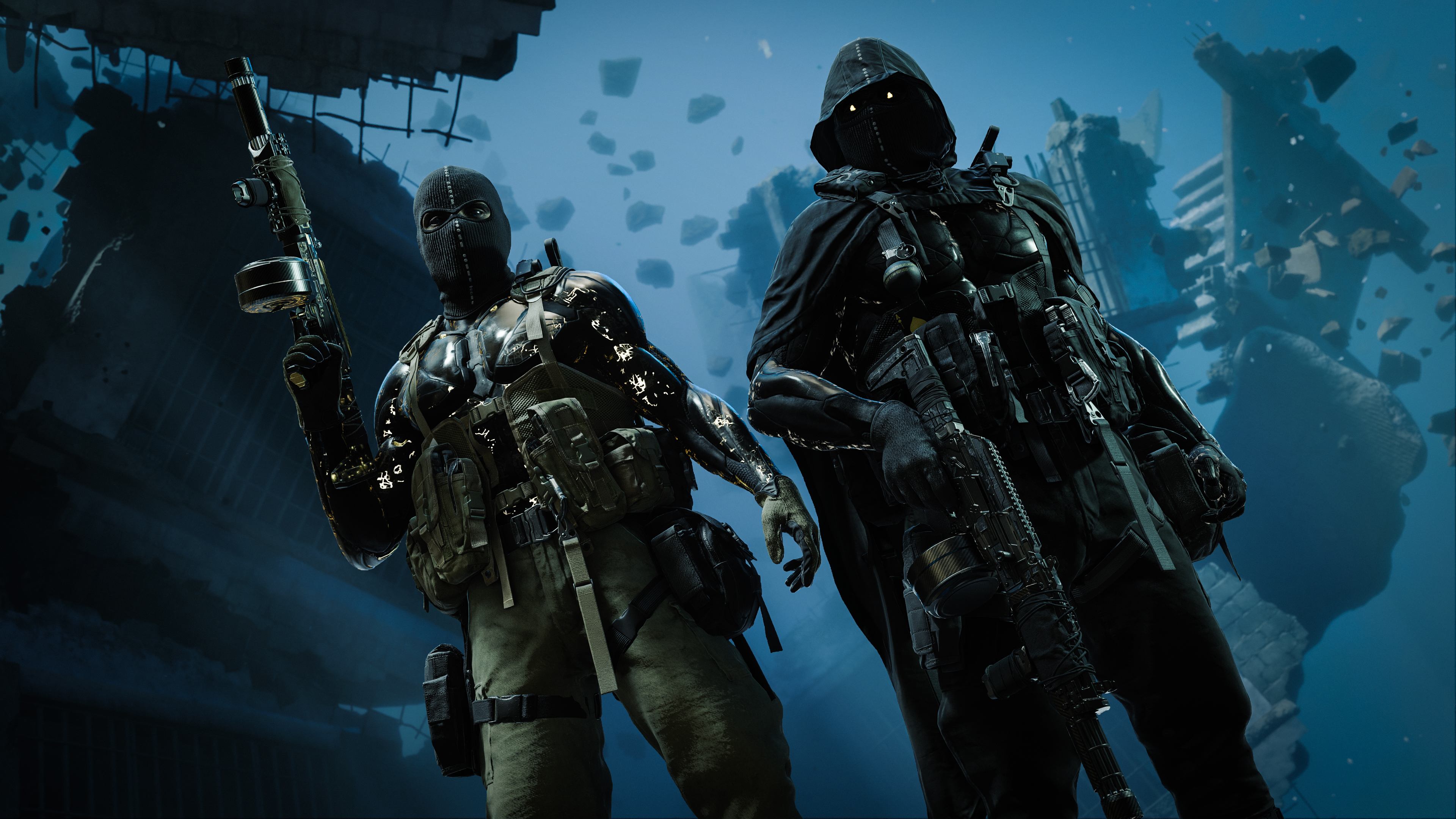 A cinematic shot of a tactical soldier featuring advanced military gear and weaponry for Call of Duty Black Ops 7 Season 2.