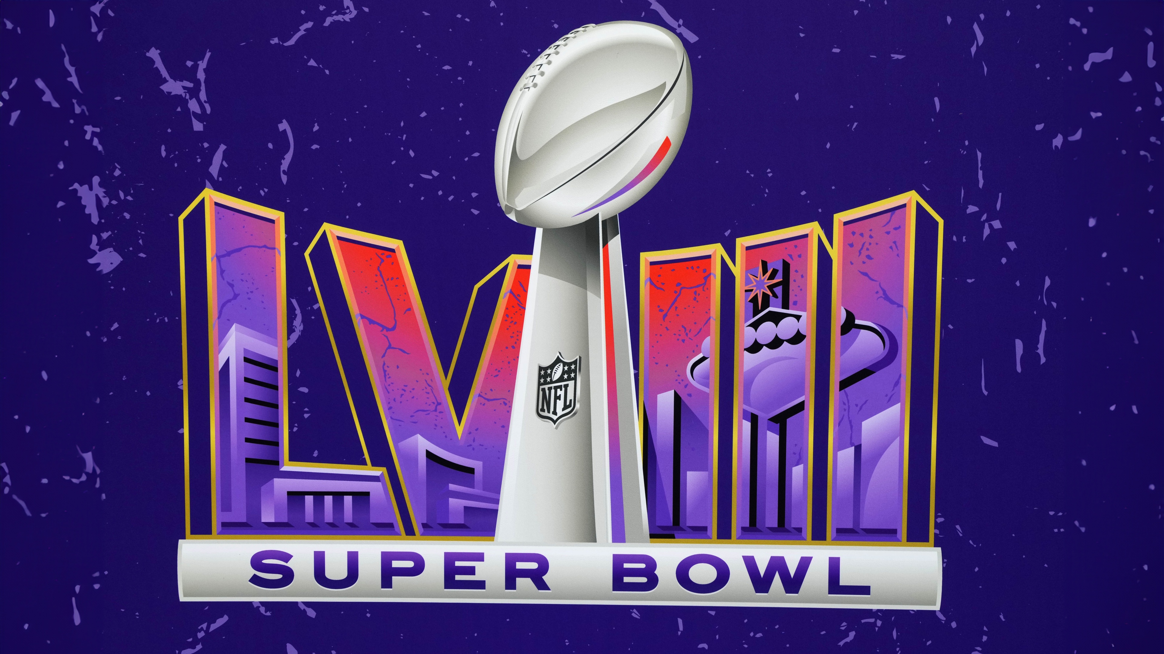 A stunning, high-definition cinematic view of the 2024 NFL Super Bowl stadium and atmosphere.