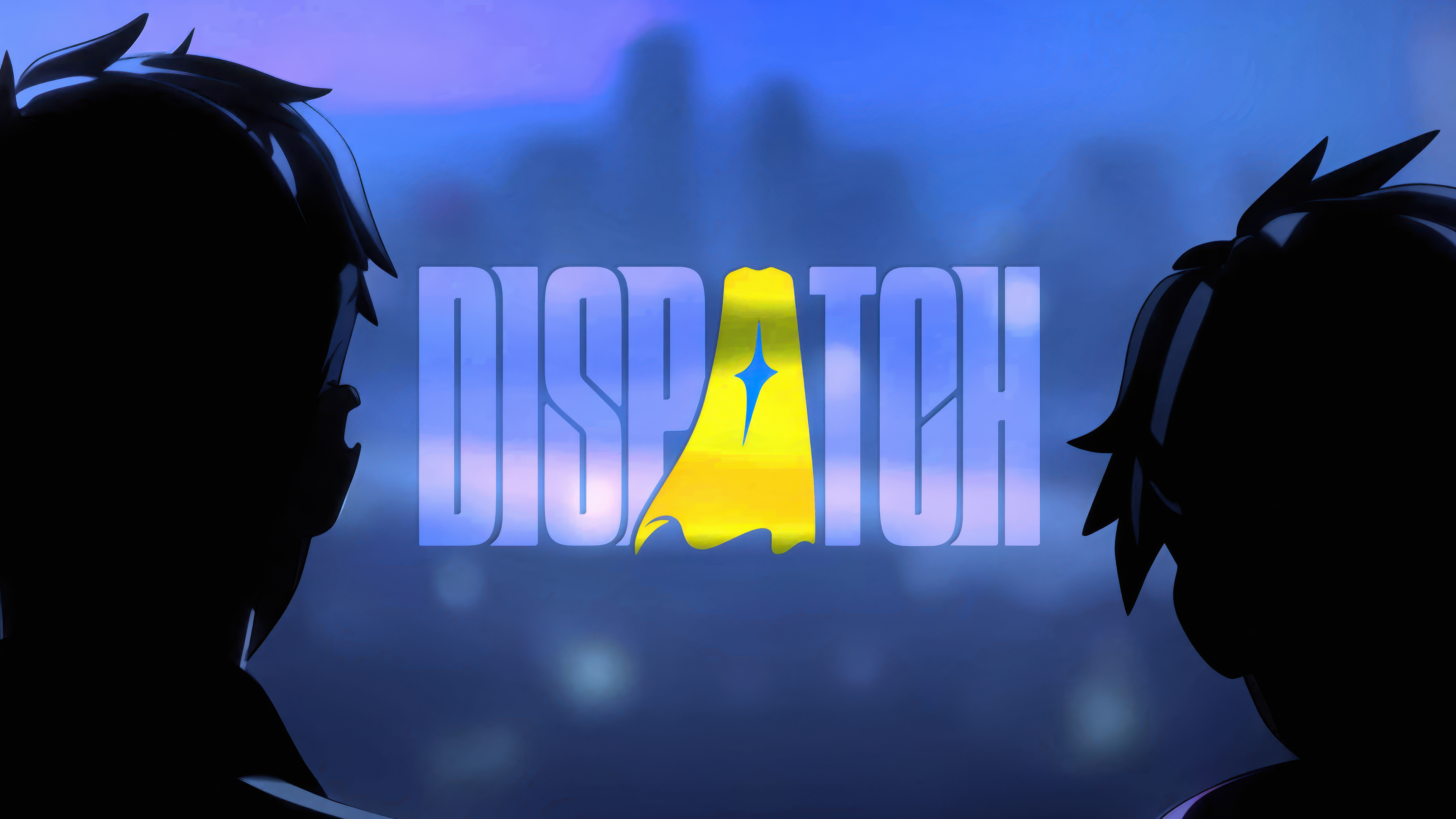 A dramatic silhouette poster of Mecha Man (Robert Robertson) for the game Dispatch, featuring high-contrast lighting and a sci-fi aesthetic.