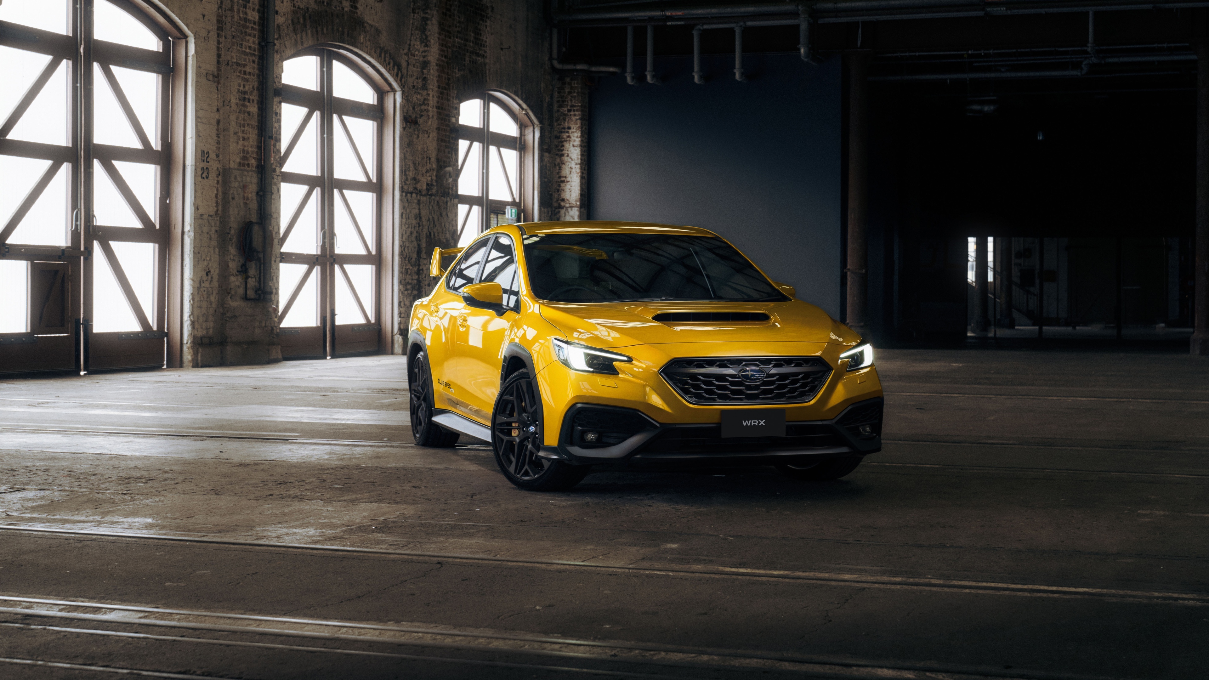 A high-resolution 5K view of the futuristic 2026 Subaru WRX concept car featuring sleek aerodynamic lines and a modern design.