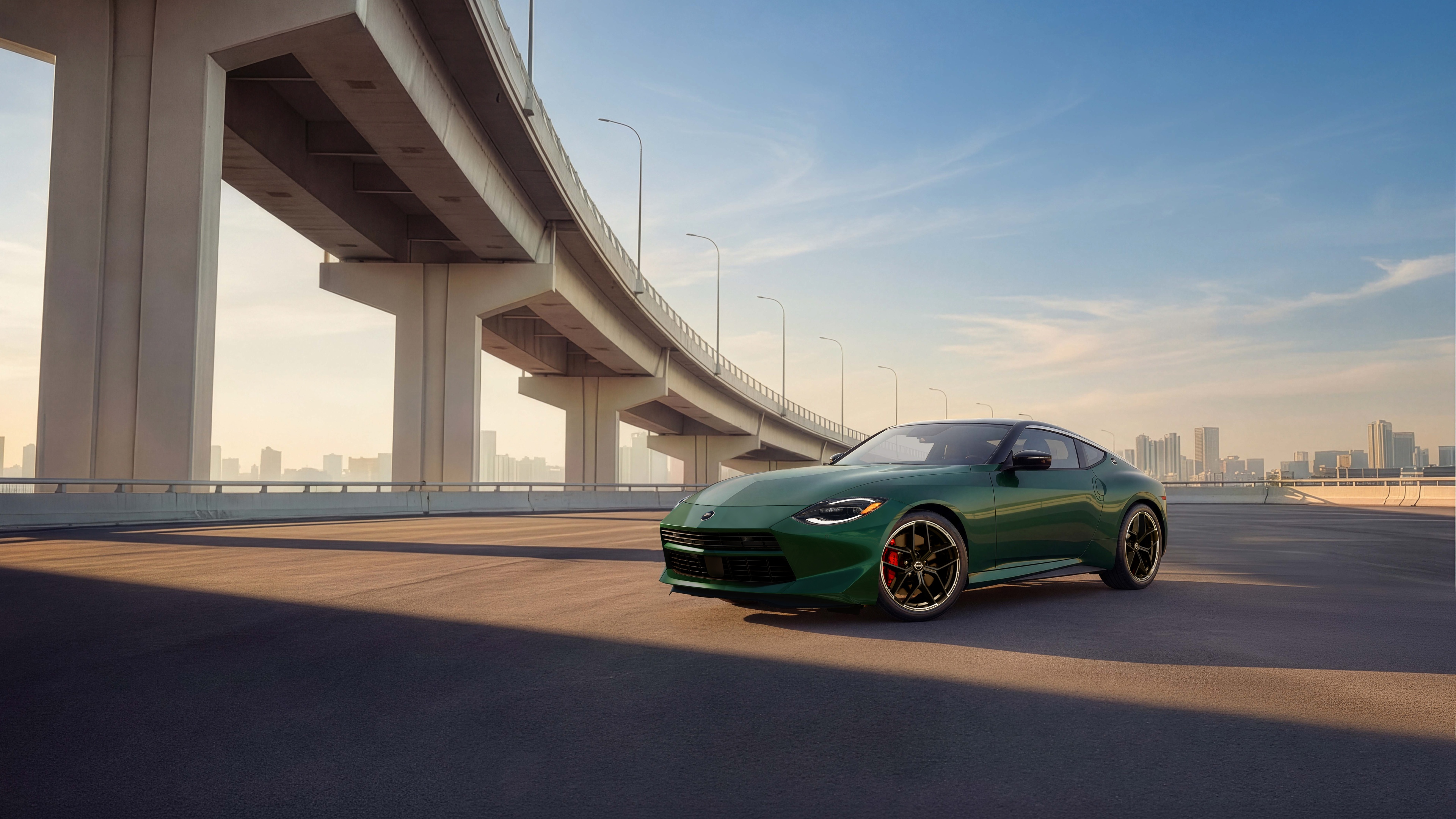 A sleek and aerodynamic 2027 Nissan Z concept car featuring futuristic lighting and modern sports car aesthetics.