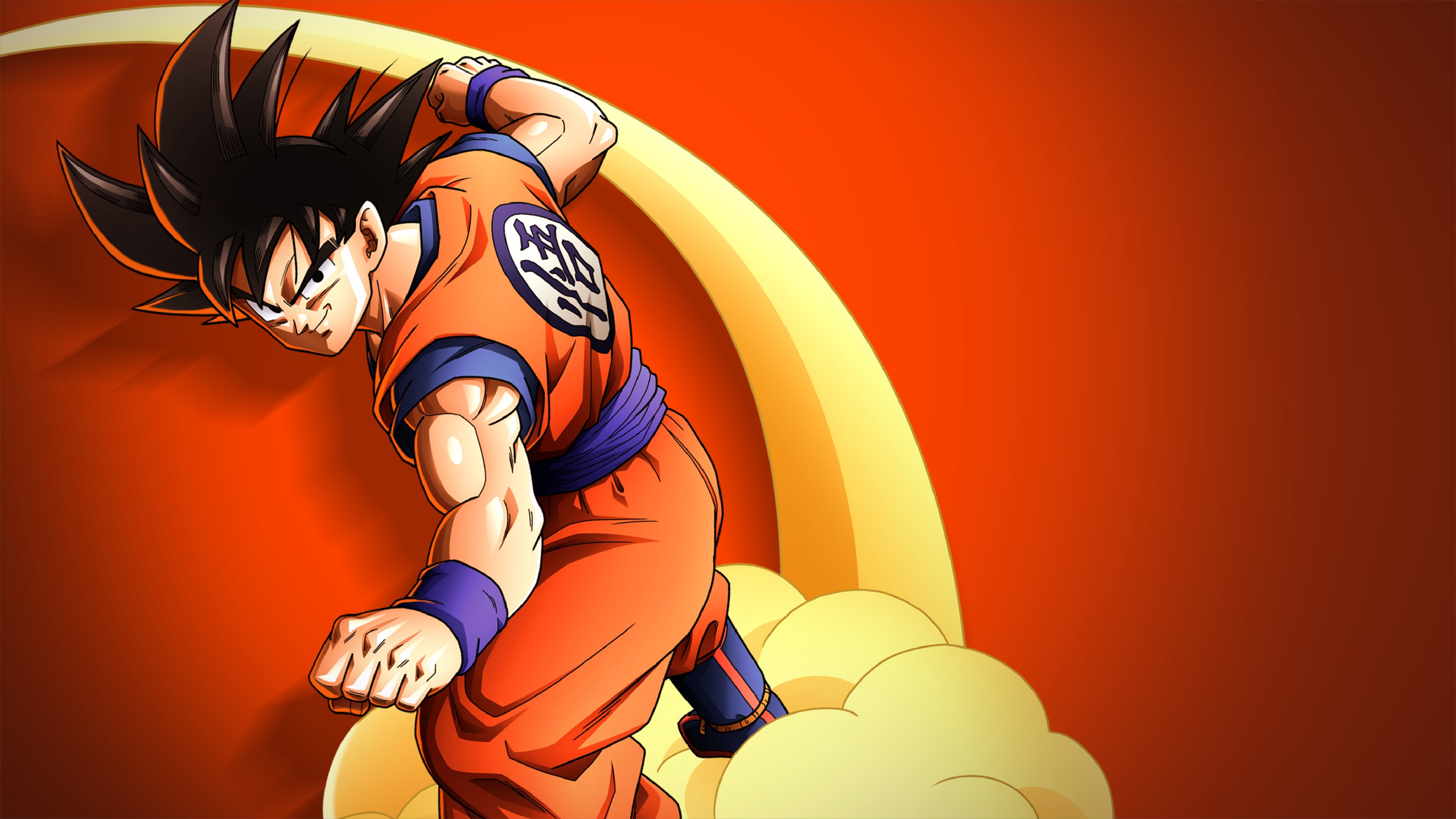 Goku from Dragon Ball Z: Kakarot featuring an orange background.
