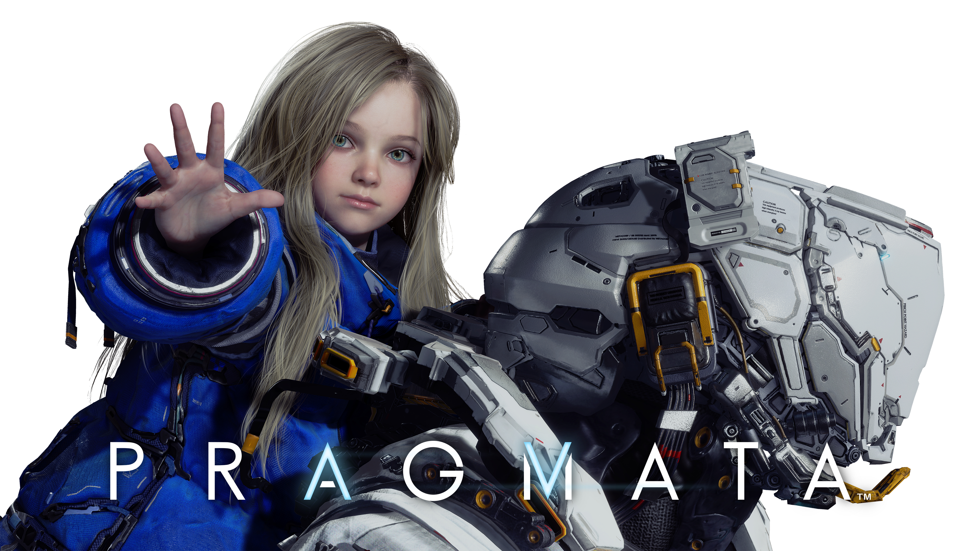 Characters Hugh and Diana from the video game Pragmata isolated on a white background.