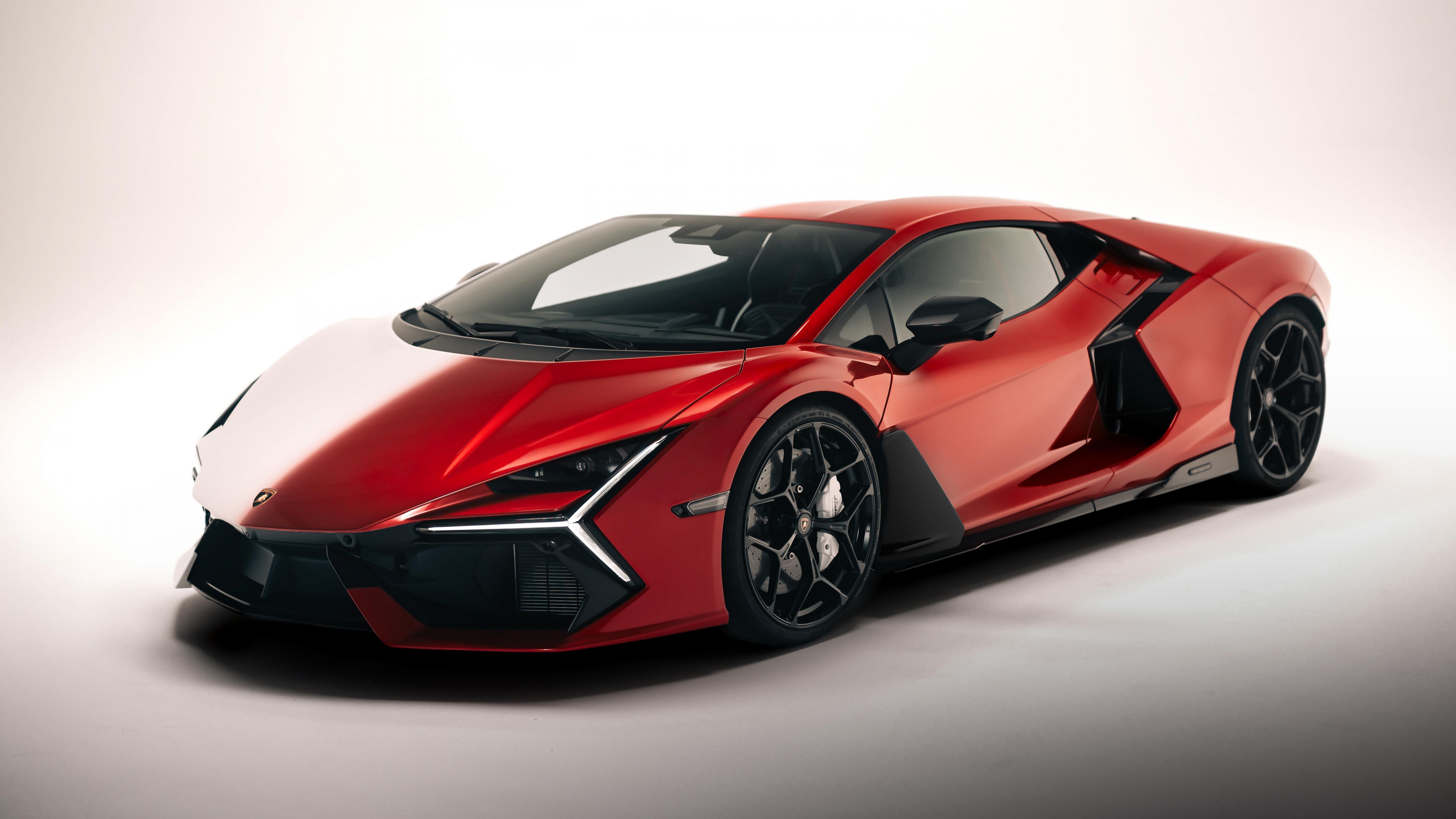 A futuristic 2025 Lamborghini Revuelto supercar rendered in a high-detail, vibrant anime art style with cinematic lighting and sharp, stylized features.
