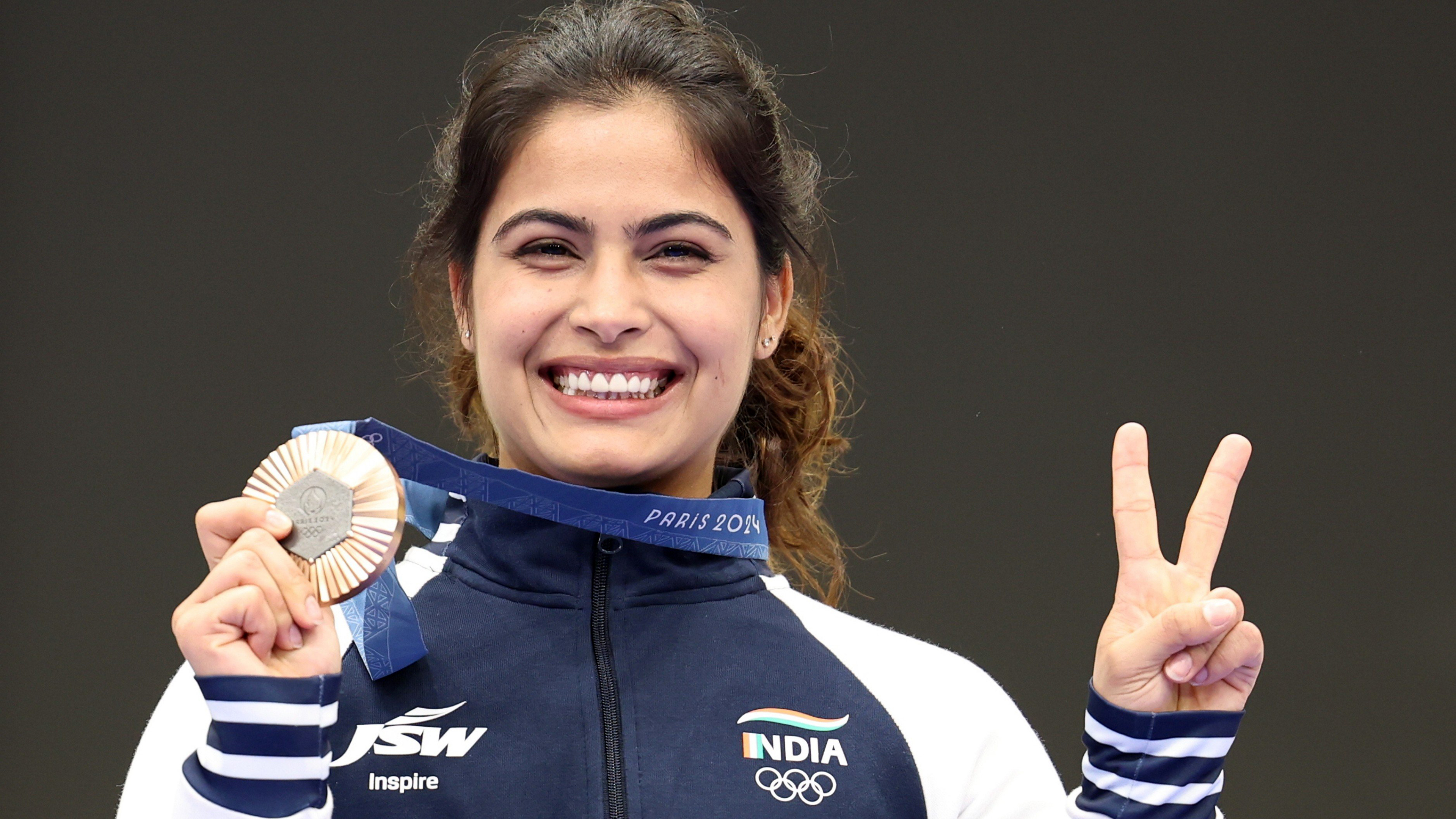 A portrait of Manu Bhaker, the Indian sport shooter.