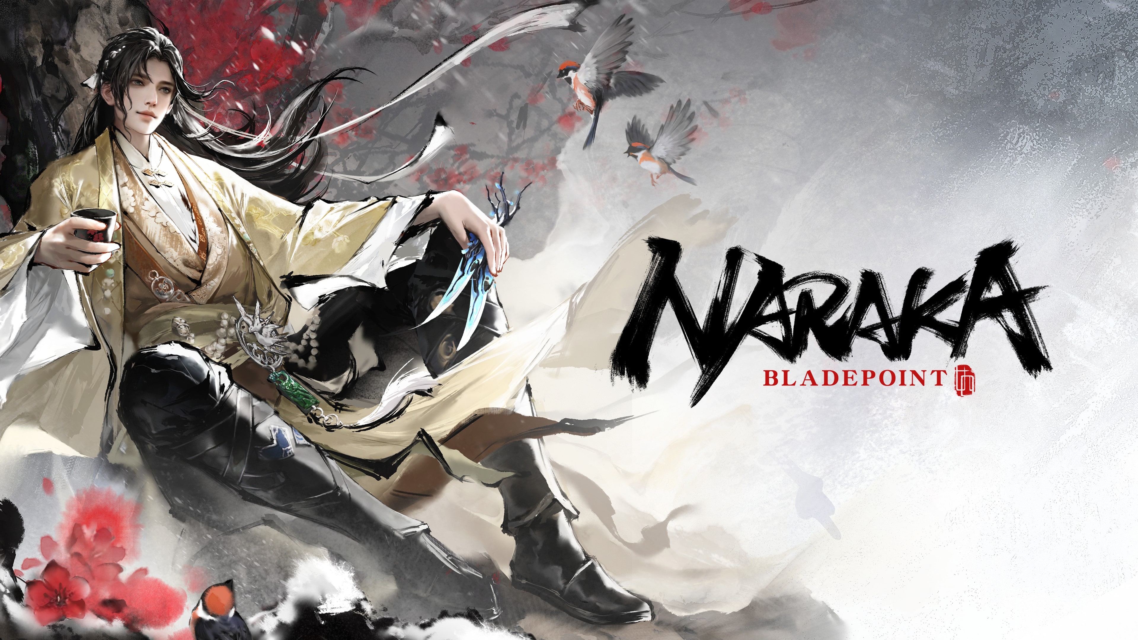 A cinematic poster of a martial arts warrior from Naraka: Bladepoint.
