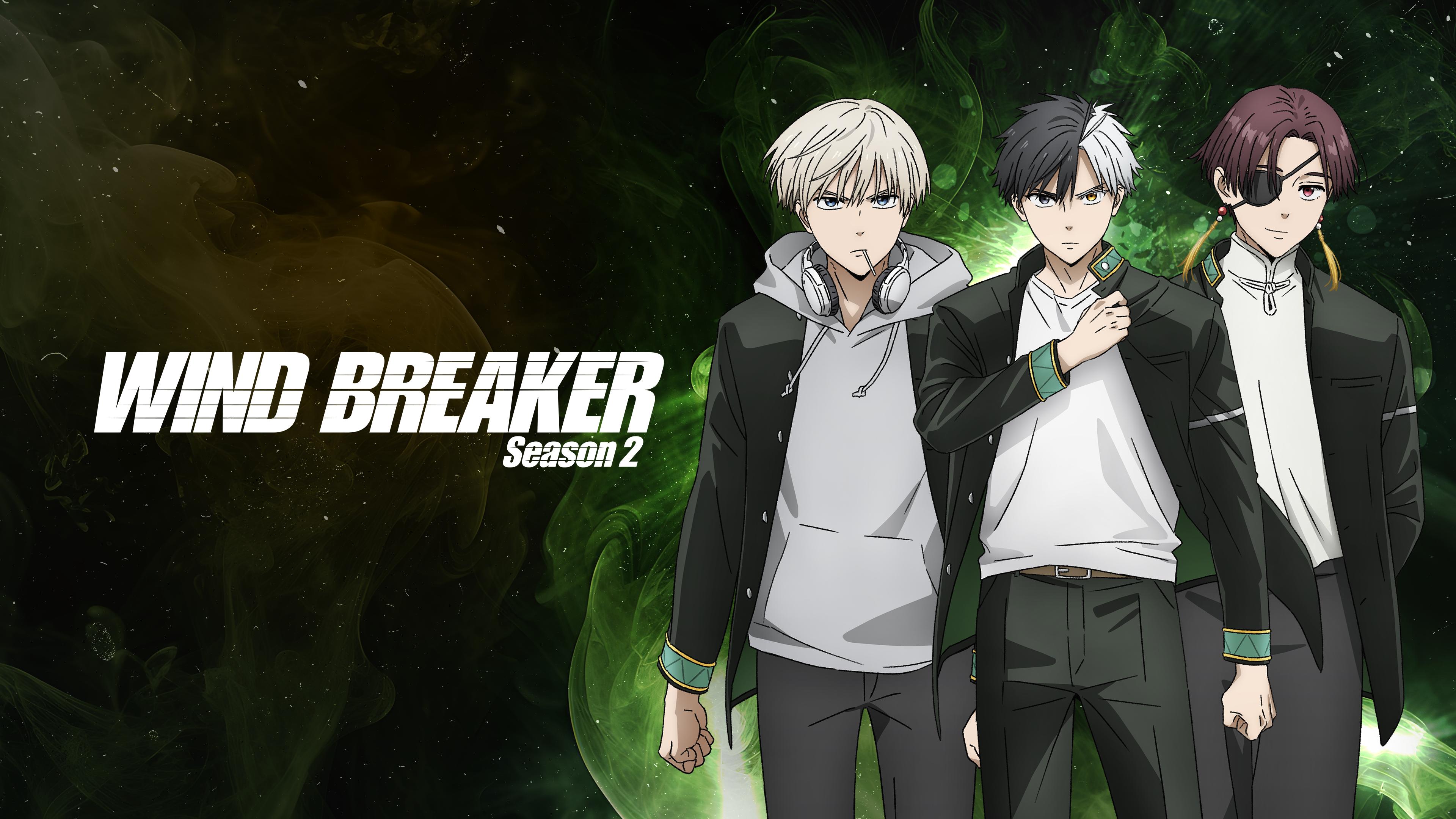 Ren Kaji, Haruka Sakura, and Hayato Suo from the anime Wind Breaker