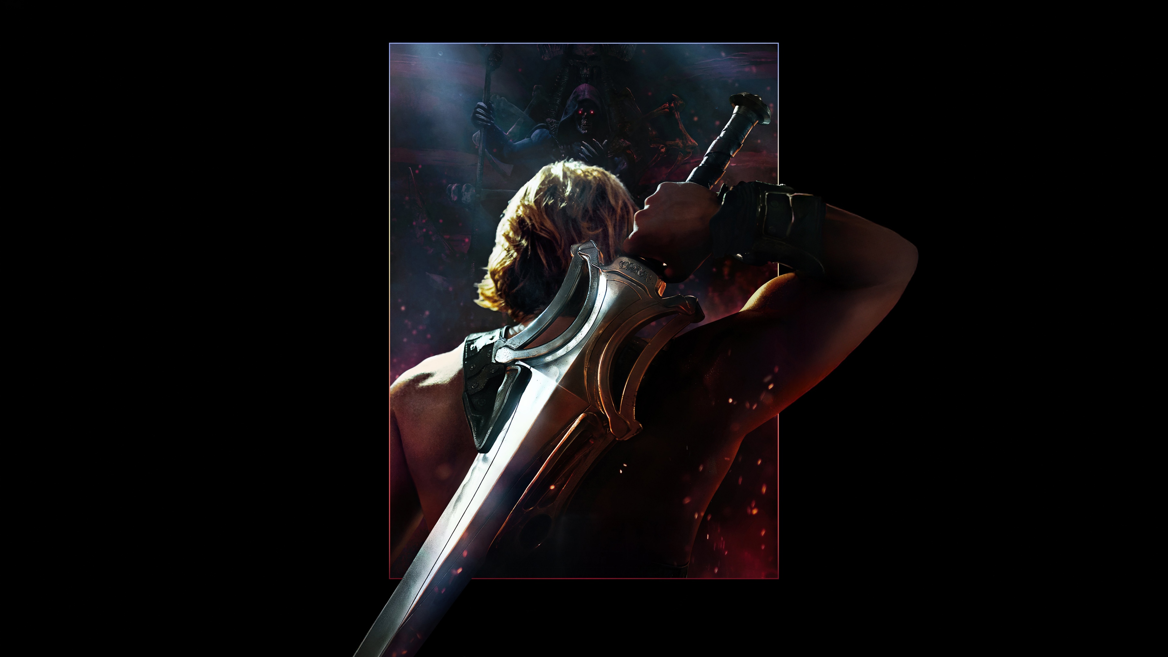 Cinematic movie poster of Skeletor from Masters of the Universe with a dark, dramatic background.