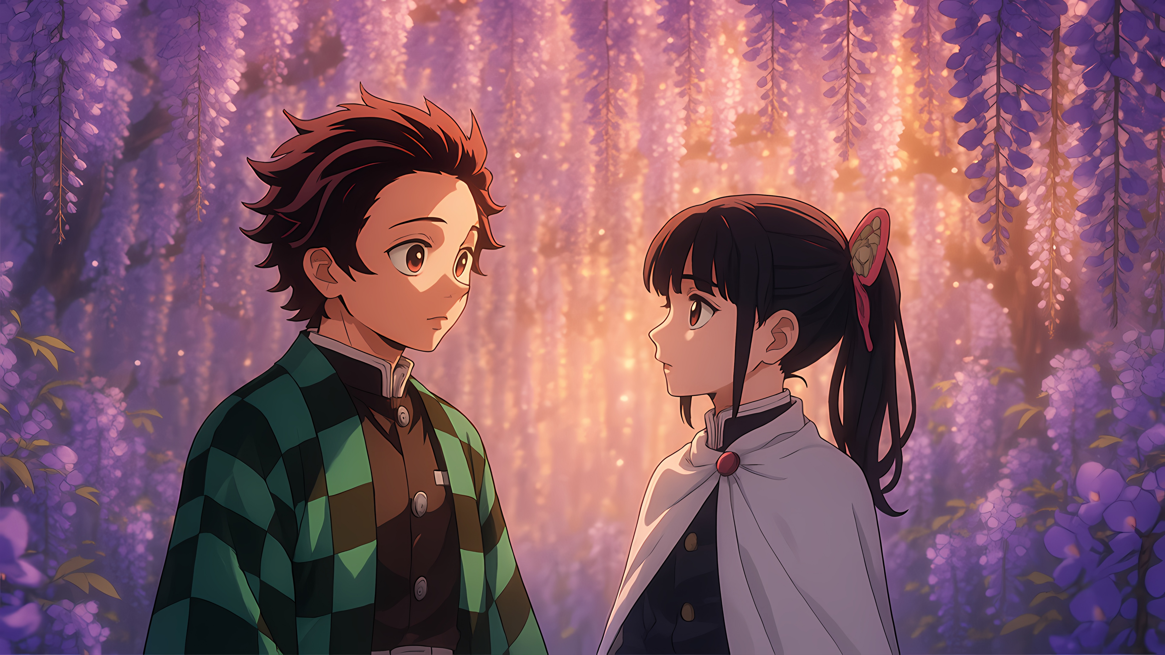 Tanjiro Kamado and Kanao Tsuyuri from the anime Demon Slayer: Kimetsu no Yaiba