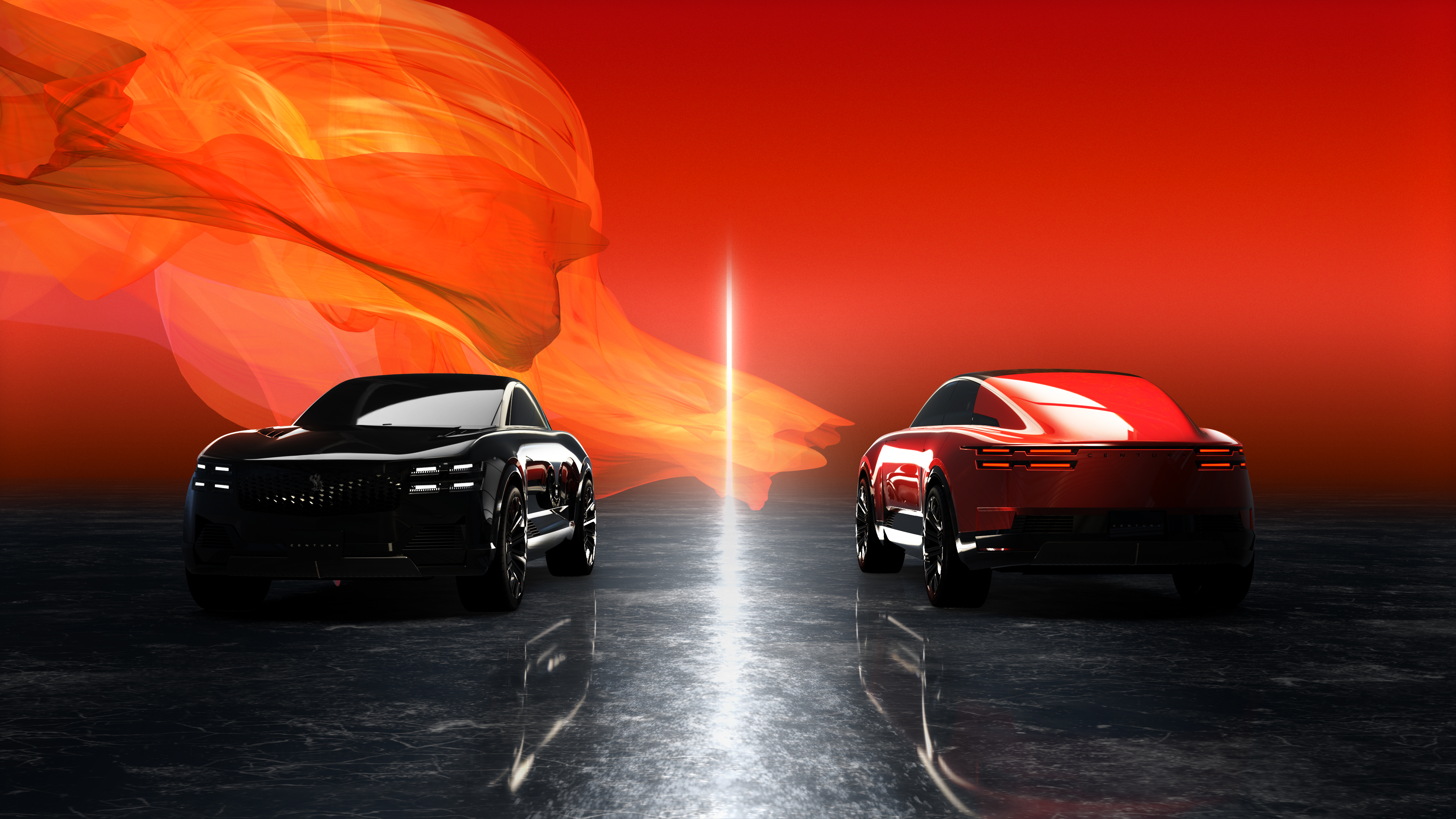 The sleek and luxurious Century Coupe Concept car displayed at the 2025 Japan Mobility Show.