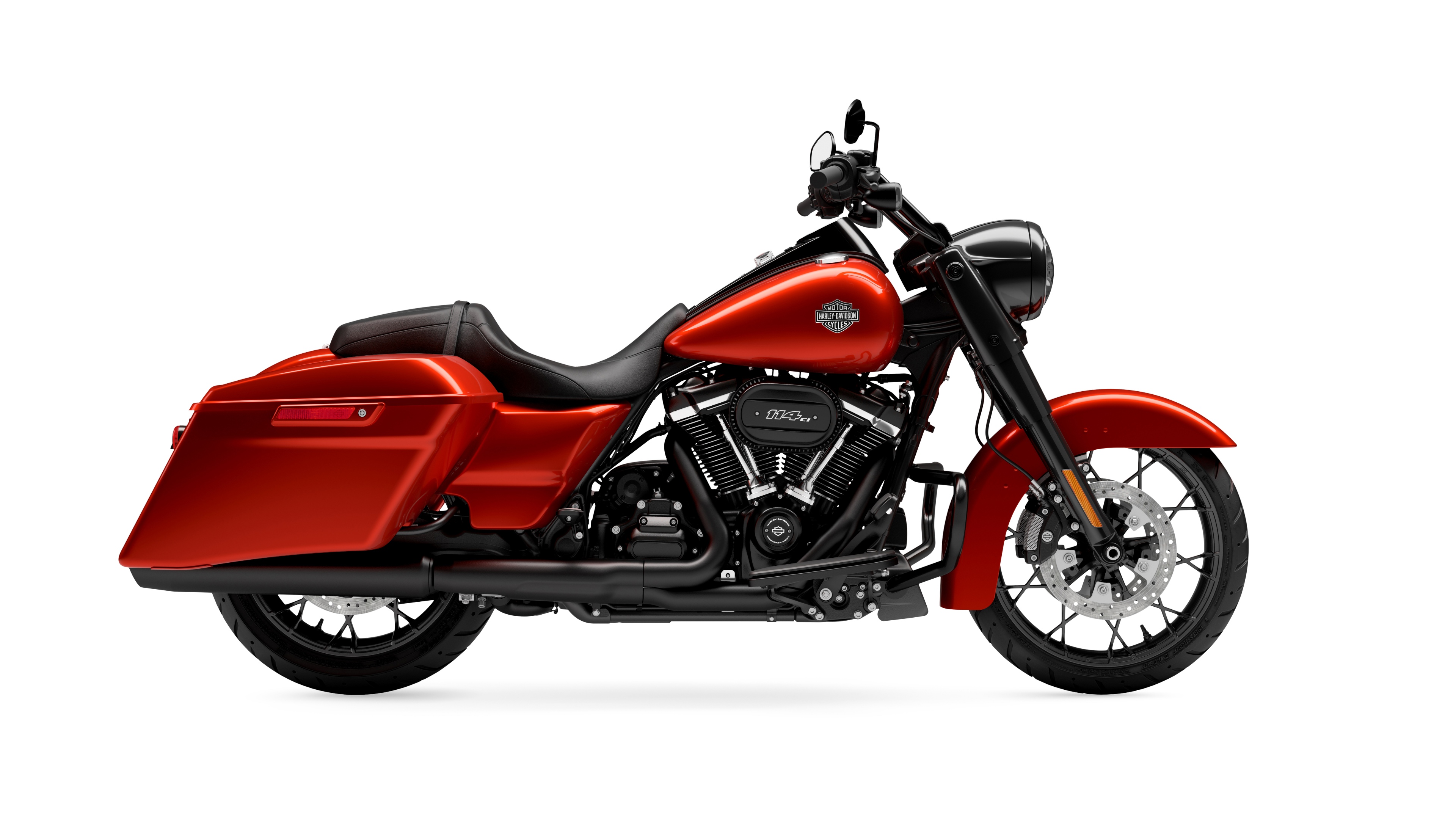 A professional studio photograph of a 2025 Harley-Davidson FLHRXS Road King motorcycle isolated on a white background.