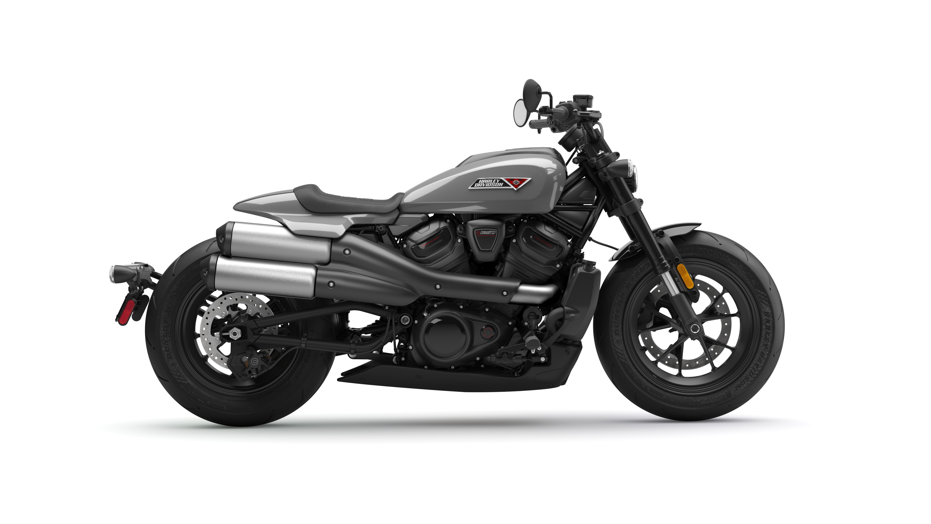 A 2025 Harley-Davidson Sportster S motorcycle showcased in a professional studio setting on a pure white background.