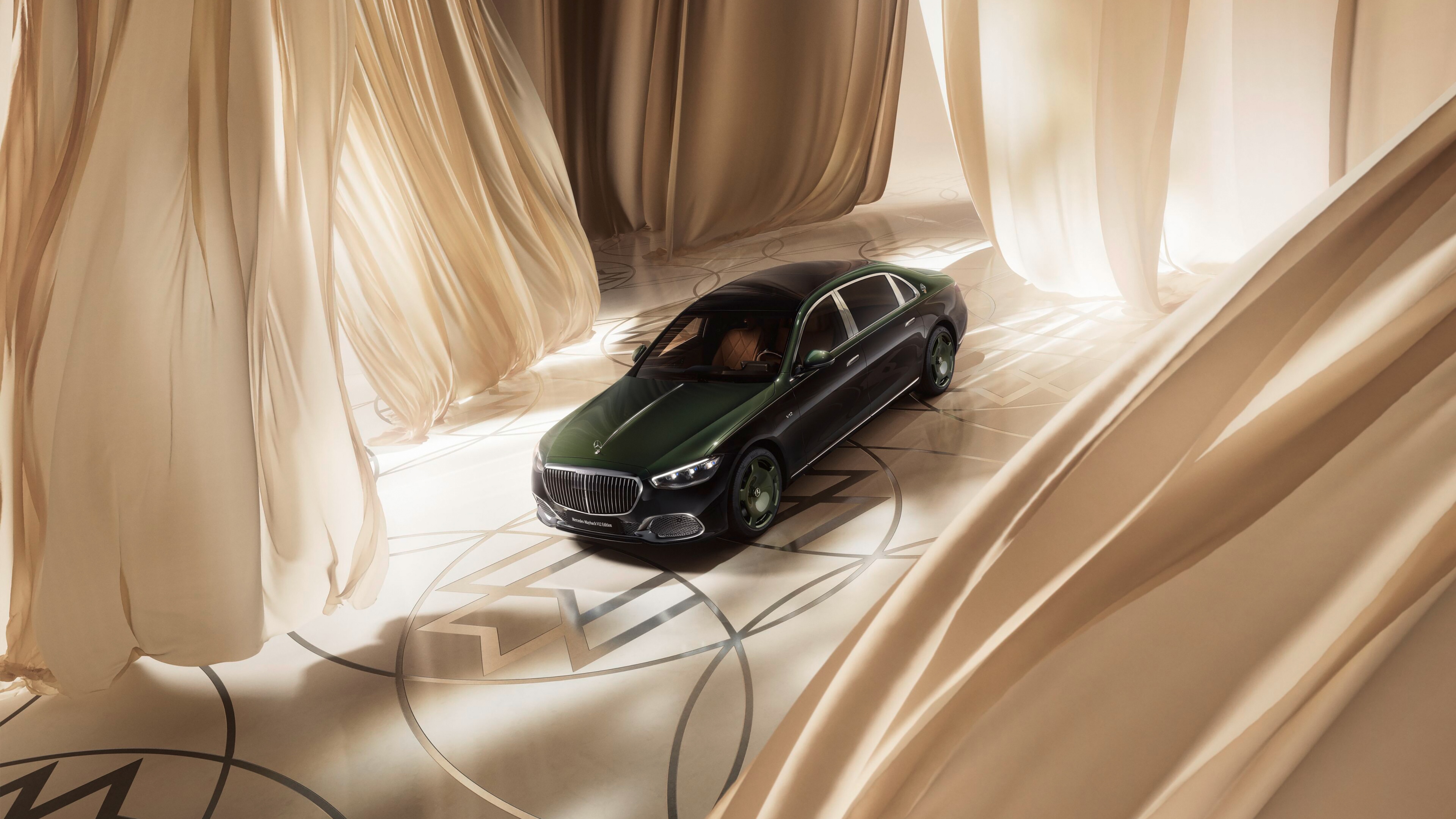 A high-resolution 5K close-up of the opulent 2025 Mercedes-Maybach V12 Edition luxury car.