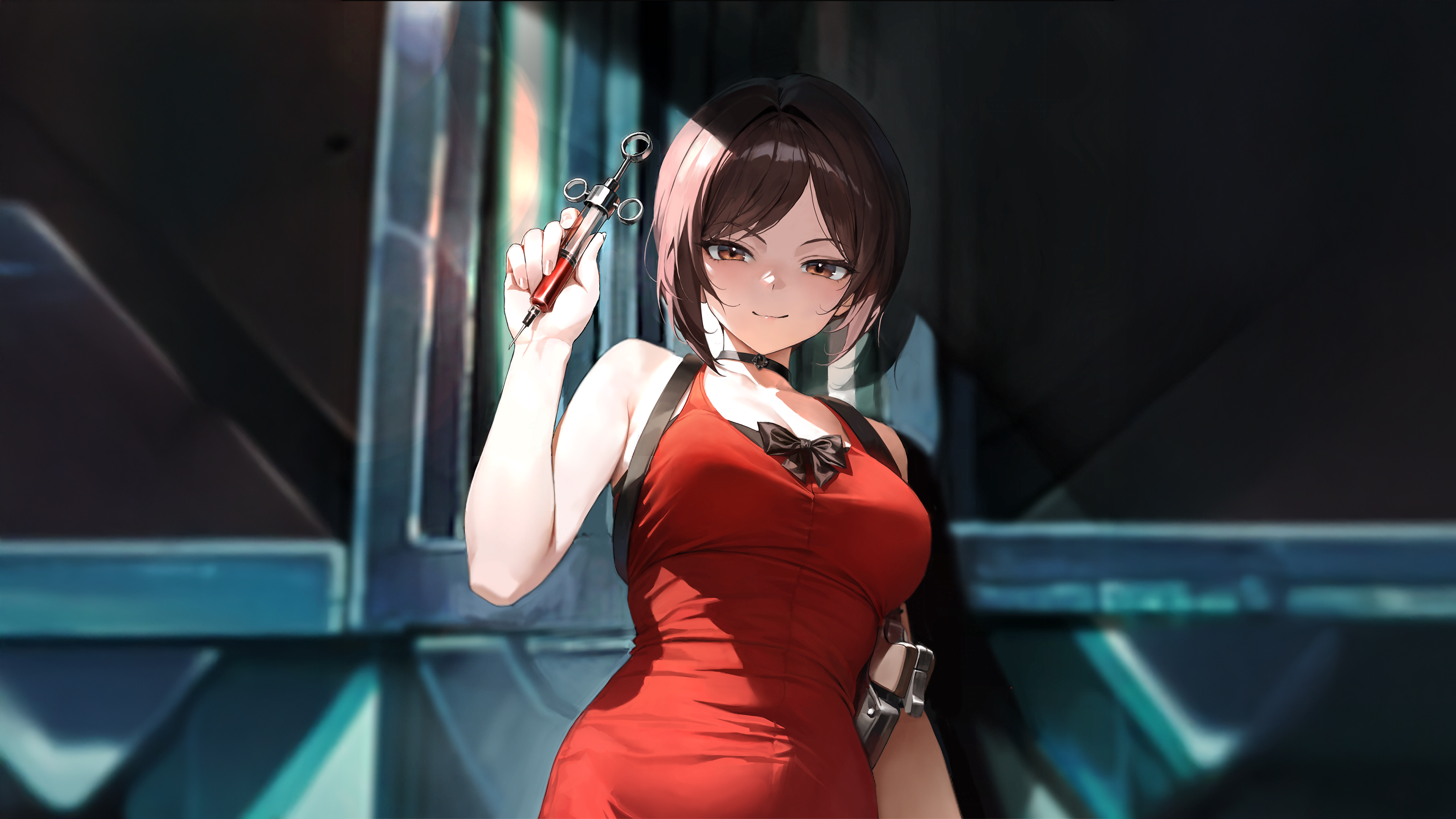An anime-style portrait of Ada Wong from the Resident Evil franchise.