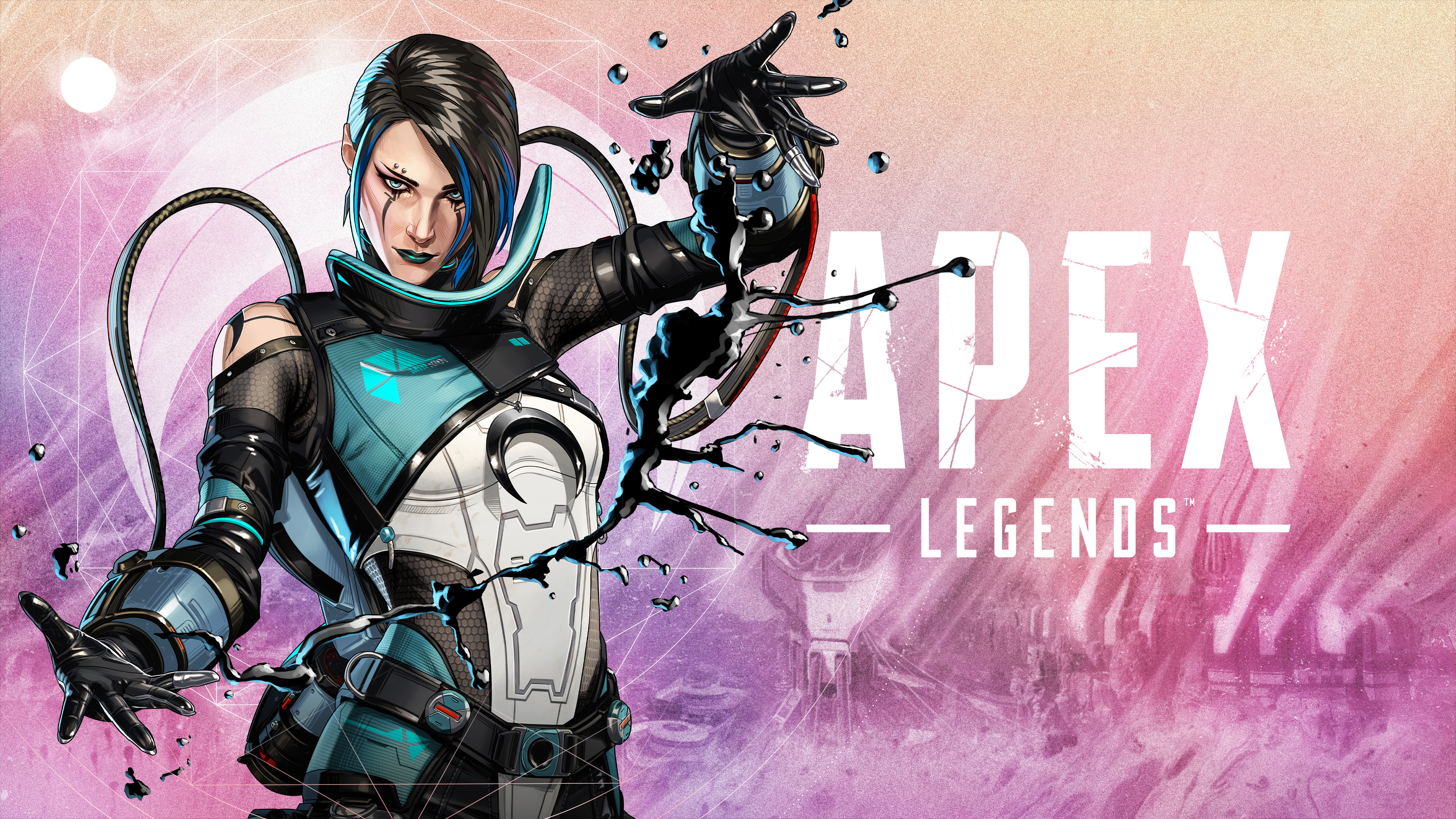 Catalyst from Apex Legends utilizing dark ferrofluid in a high-action combat scene.