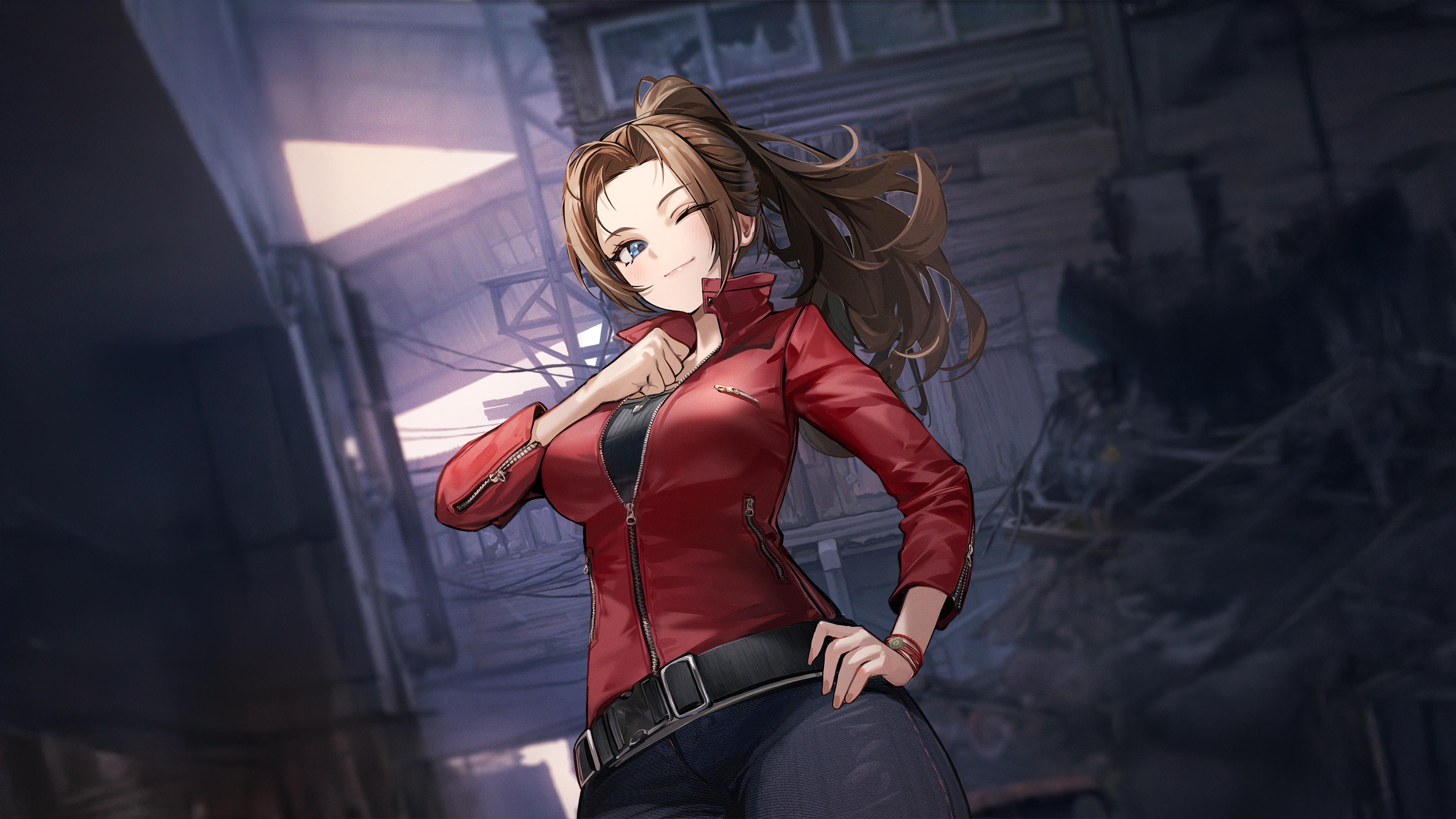 Claire Redfield from Resident Evil presented in the polished art style of Goddess of Victory: Nikke