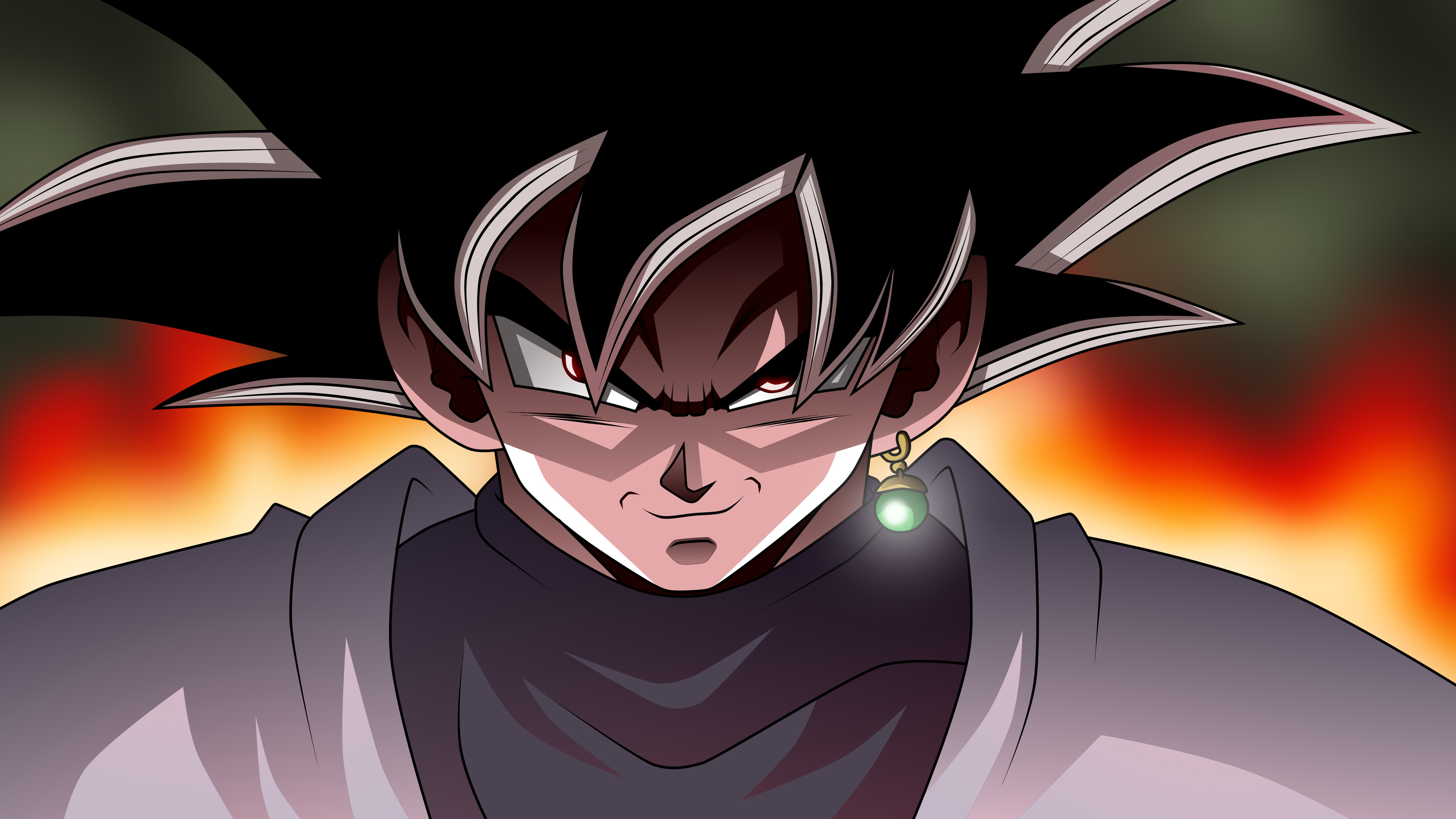 A high-definition cinematic portrait of Goku Black from Dragon Ball Super.
